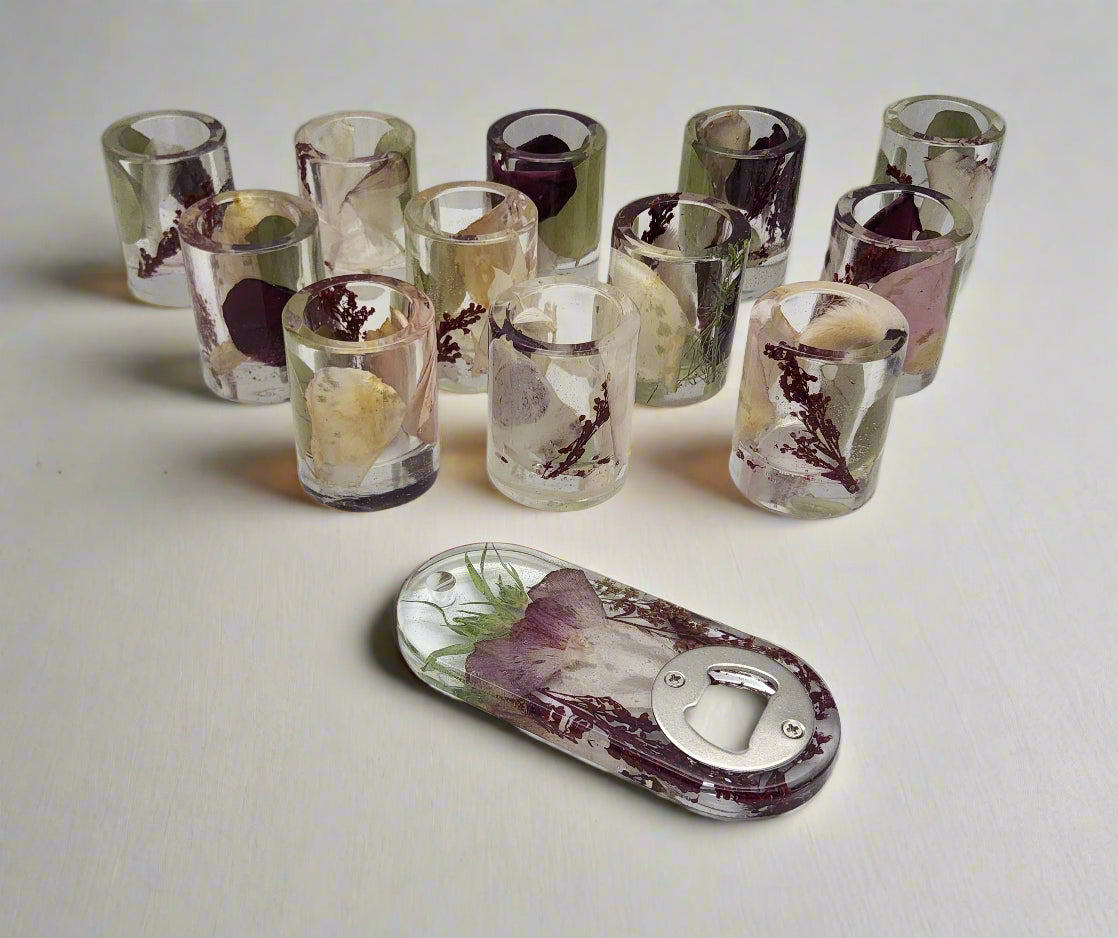 Shot Glass Wedding Flower Preservation Resin Shot Glasses Set of 12