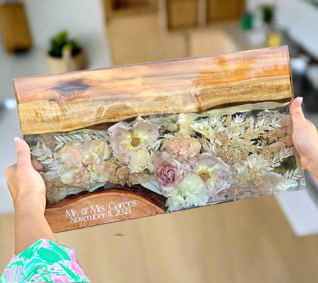 Wedding bouquet preservation Wood Serving Tray Cutting board