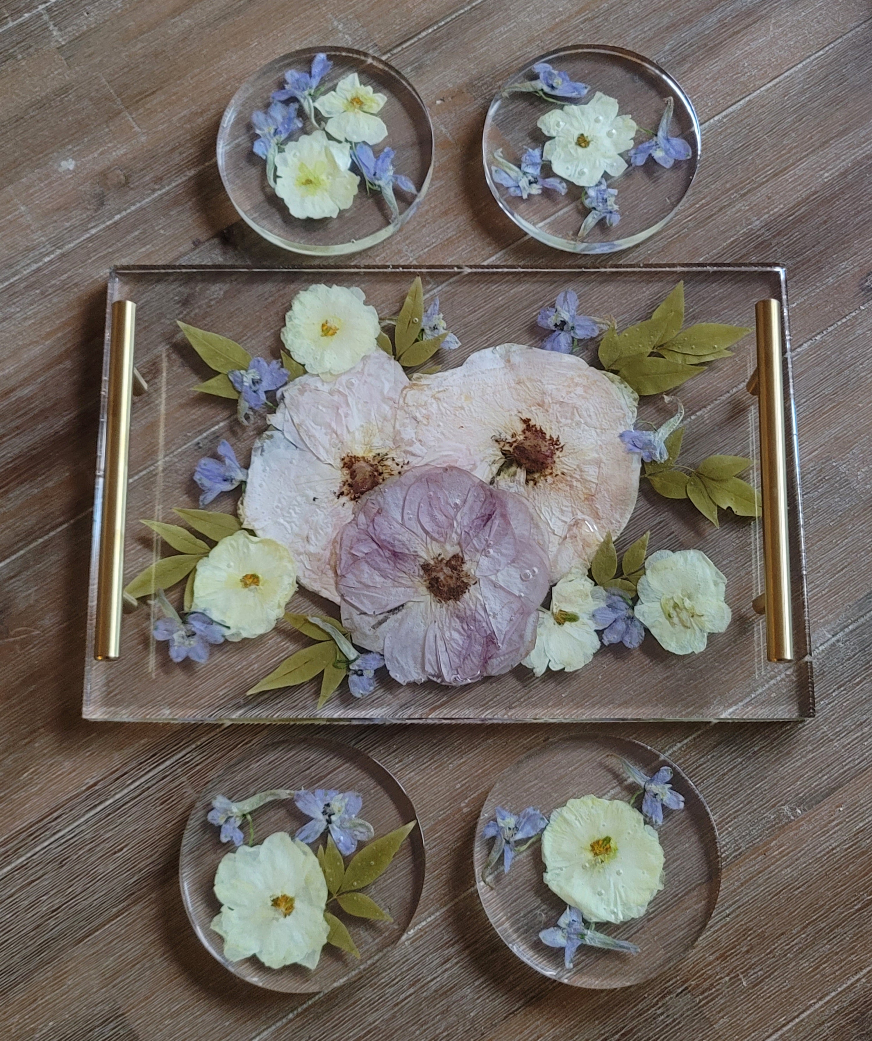 12x8 Pressed Flower Serving Tray