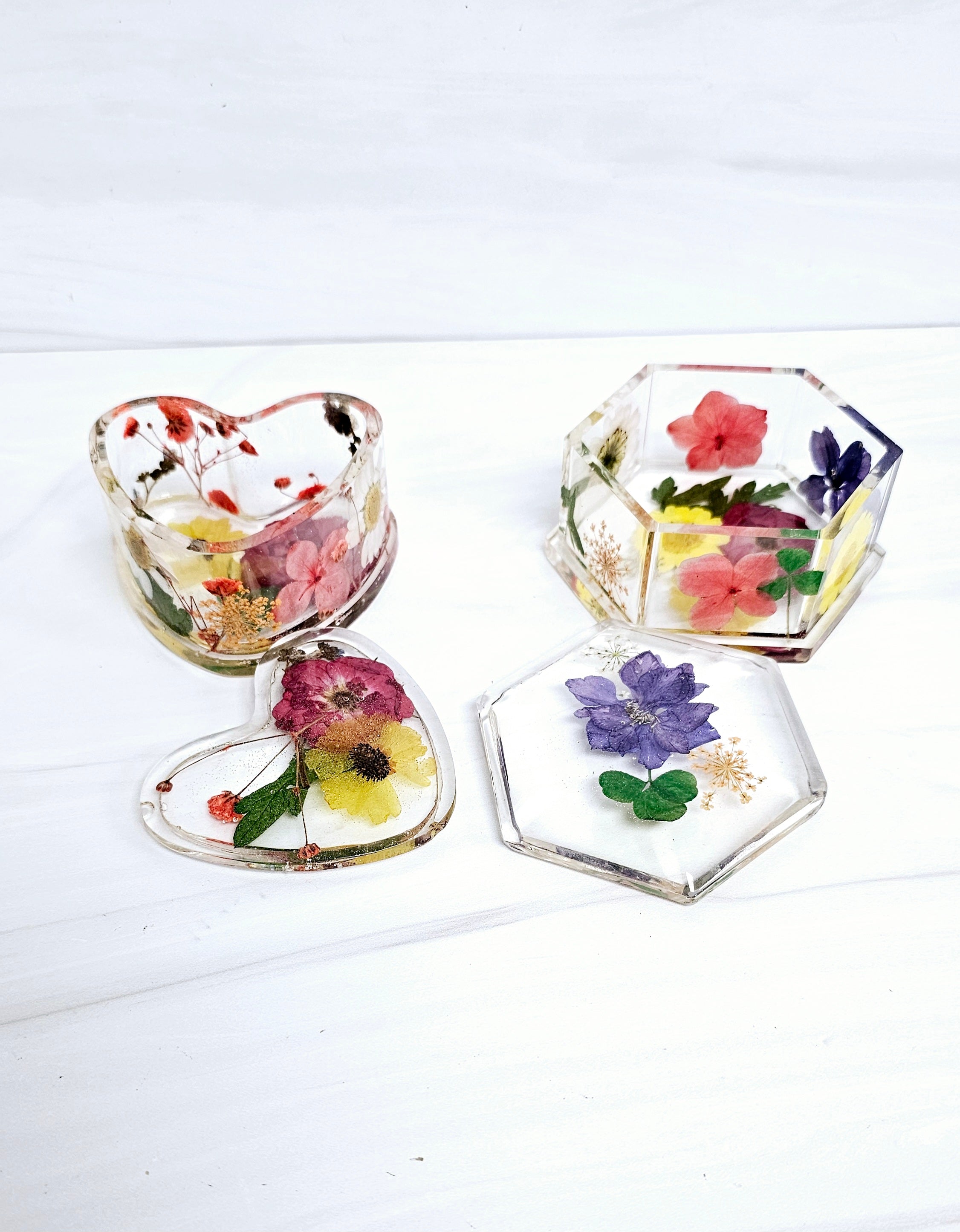 Heart Pressed Flower Jewelry Box