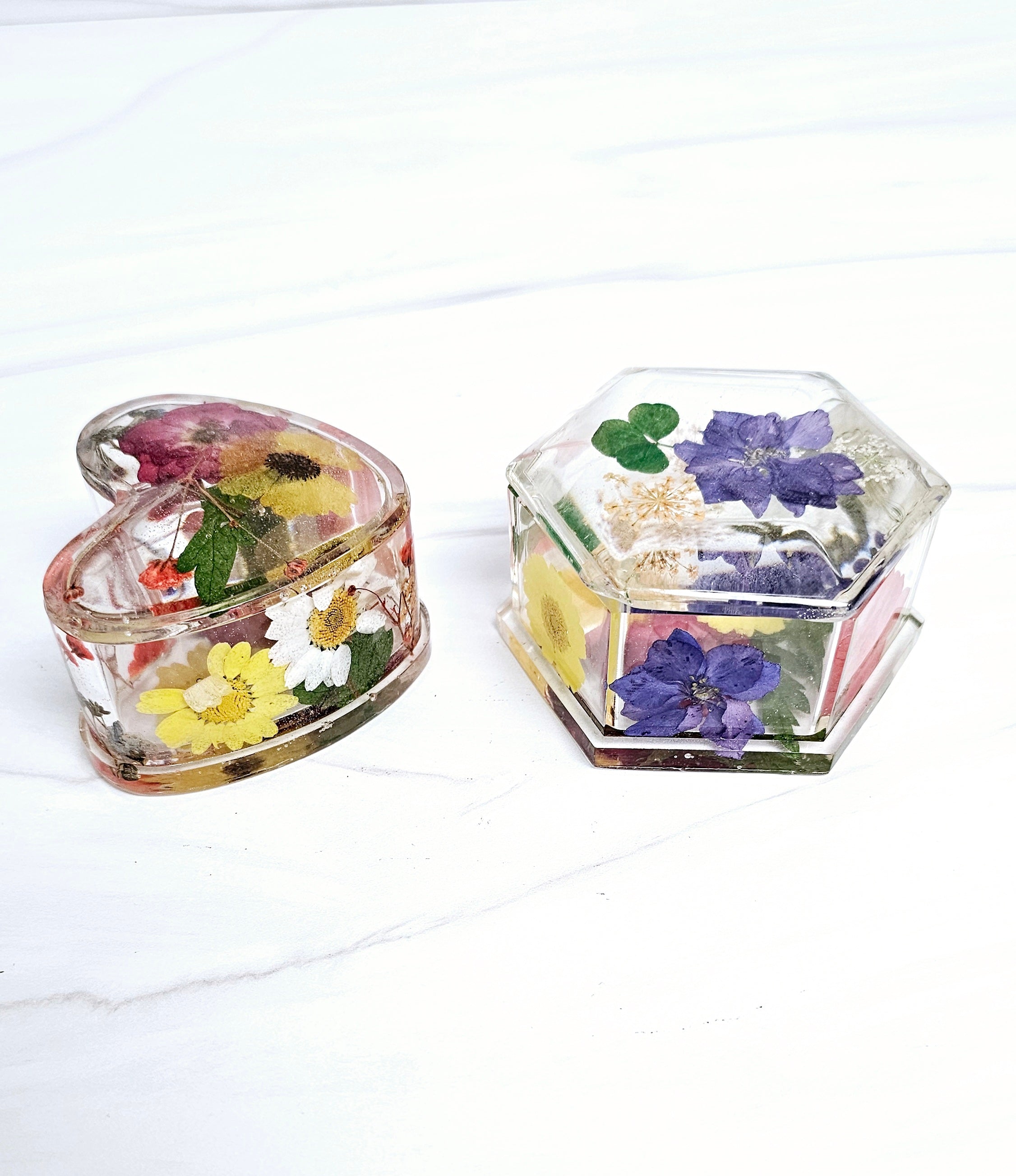 Heart Pressed Flower Jewelry Box