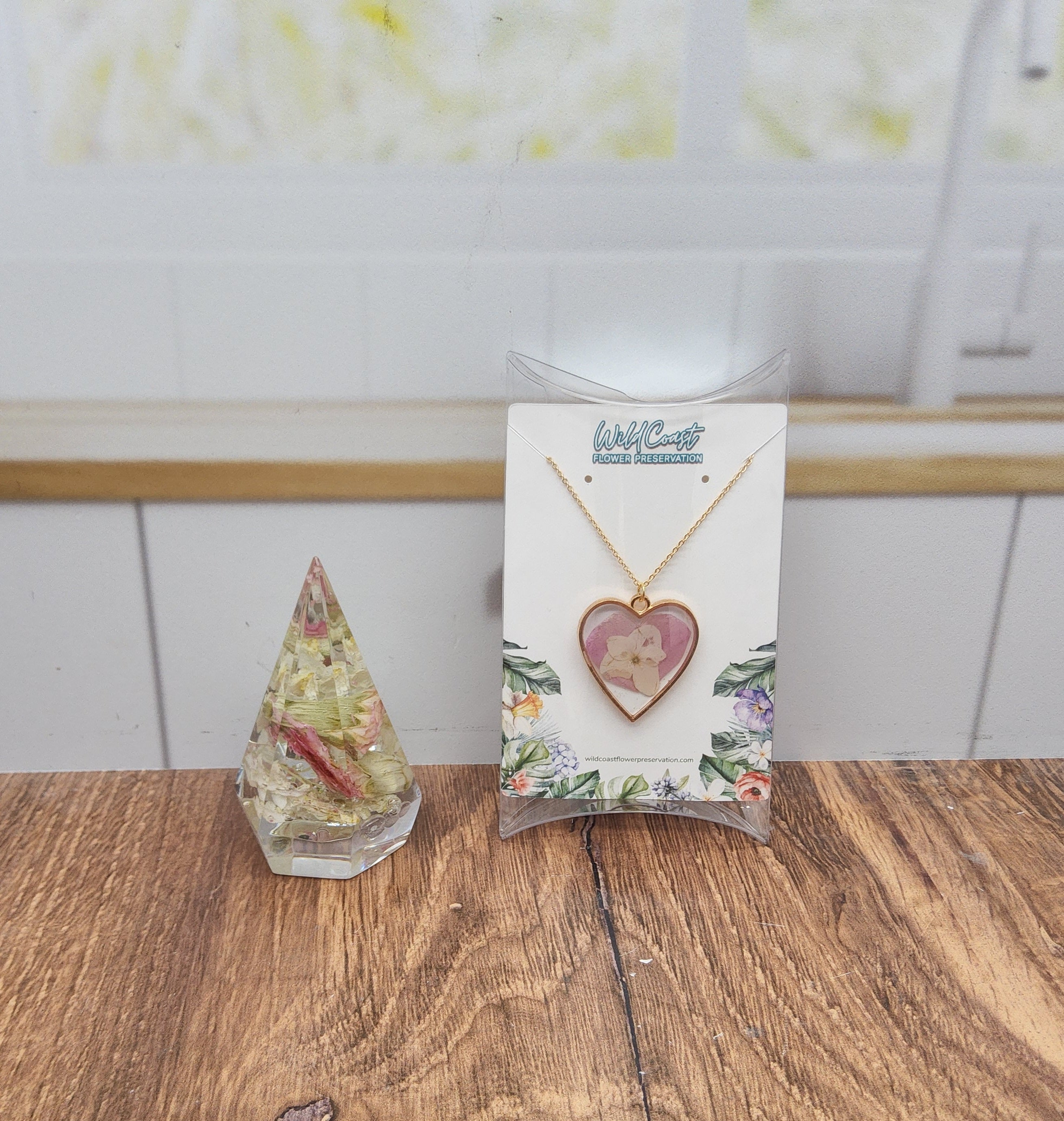 Pressed Flower Heart Pendant | Jewelry Set