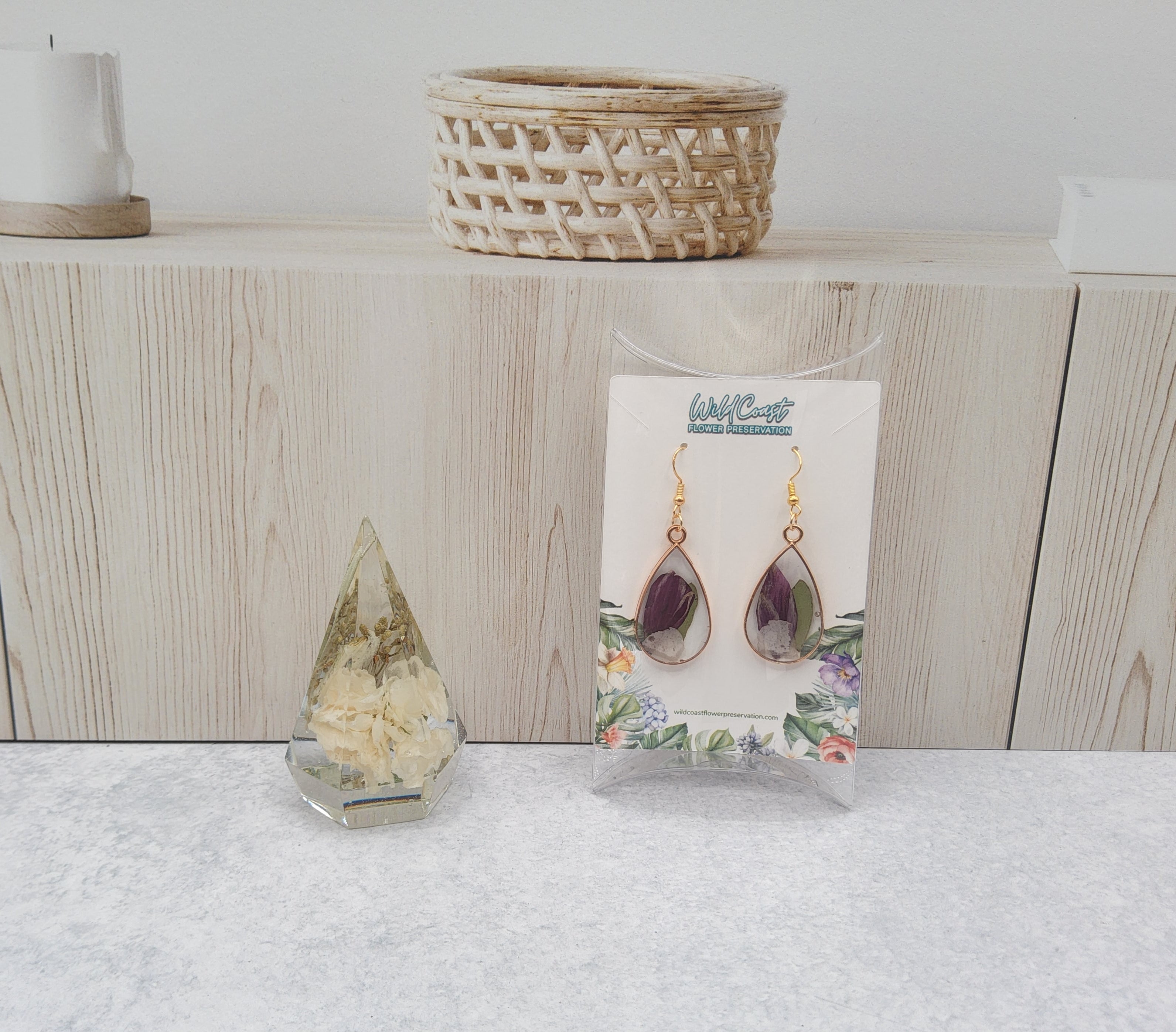 Pressed Flower Teardrop Pendant Jewelry Sets