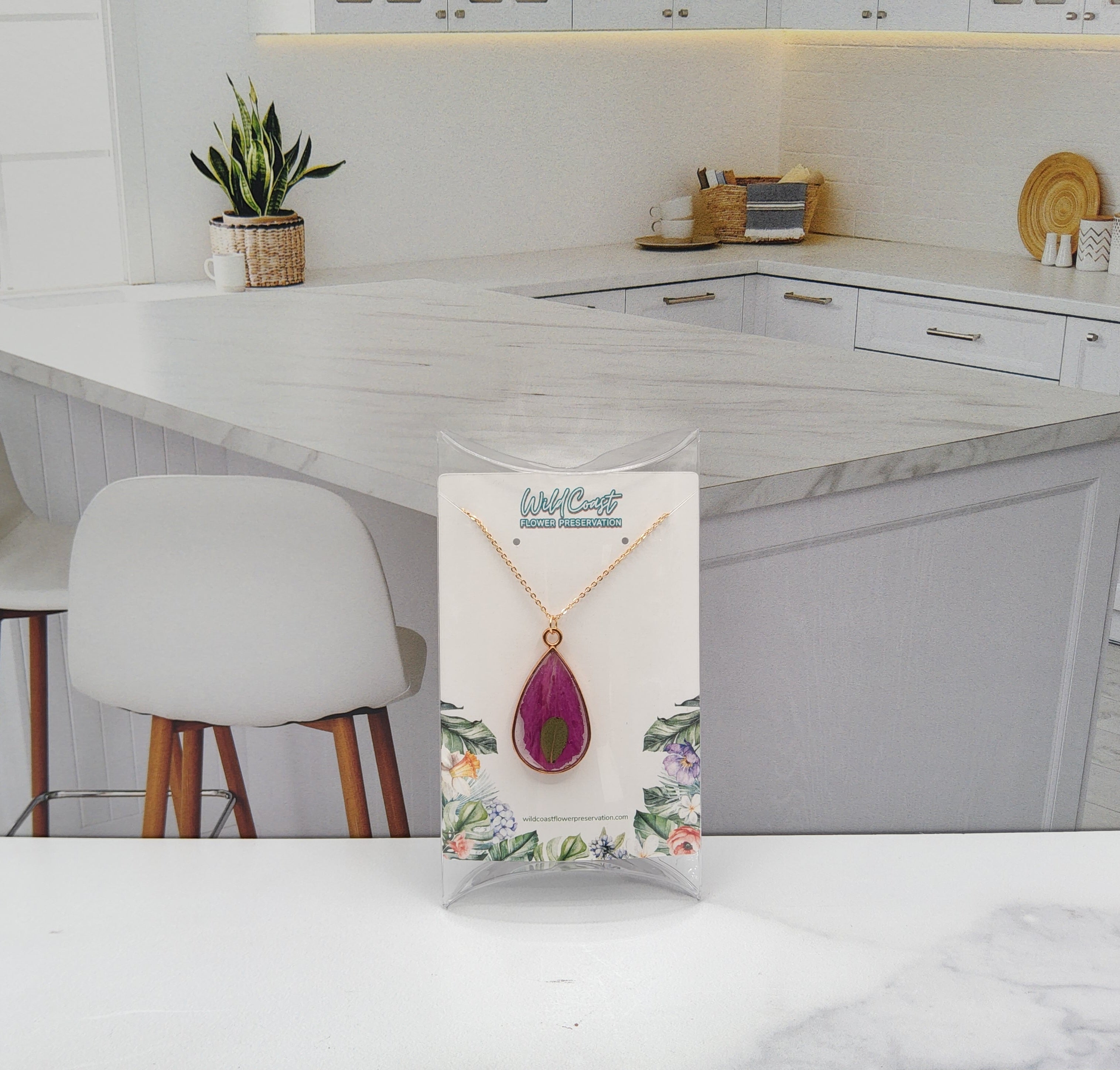 Pressed Flower Teardrop Pendant Jewelry Sets