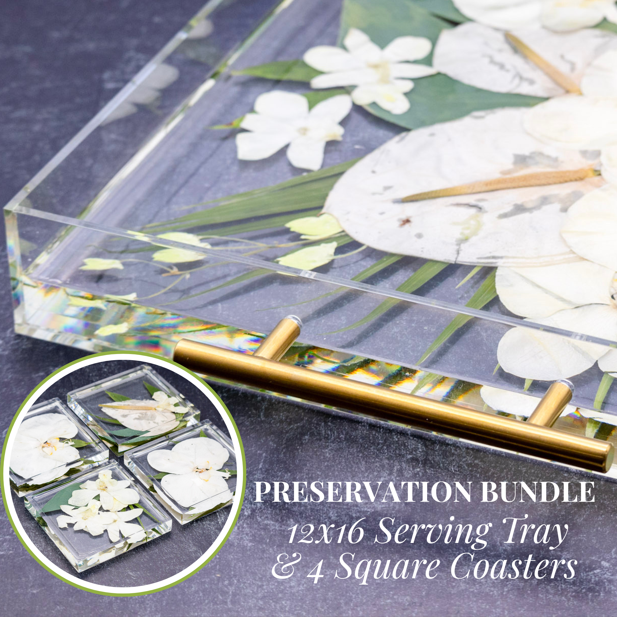 12x16 raised edge tray & Coaster set