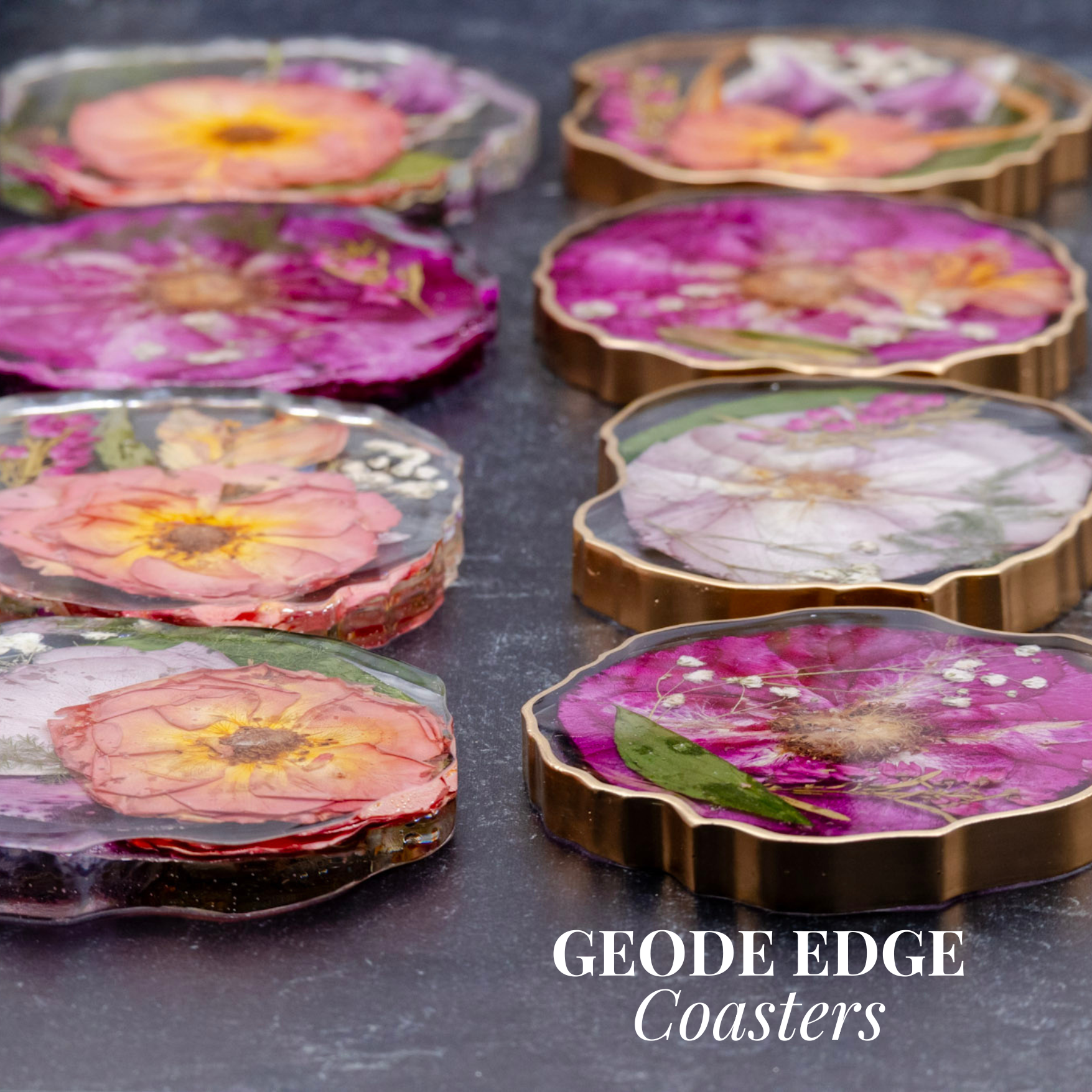 Round Ottoman Tray & Geode Coaster Bundle