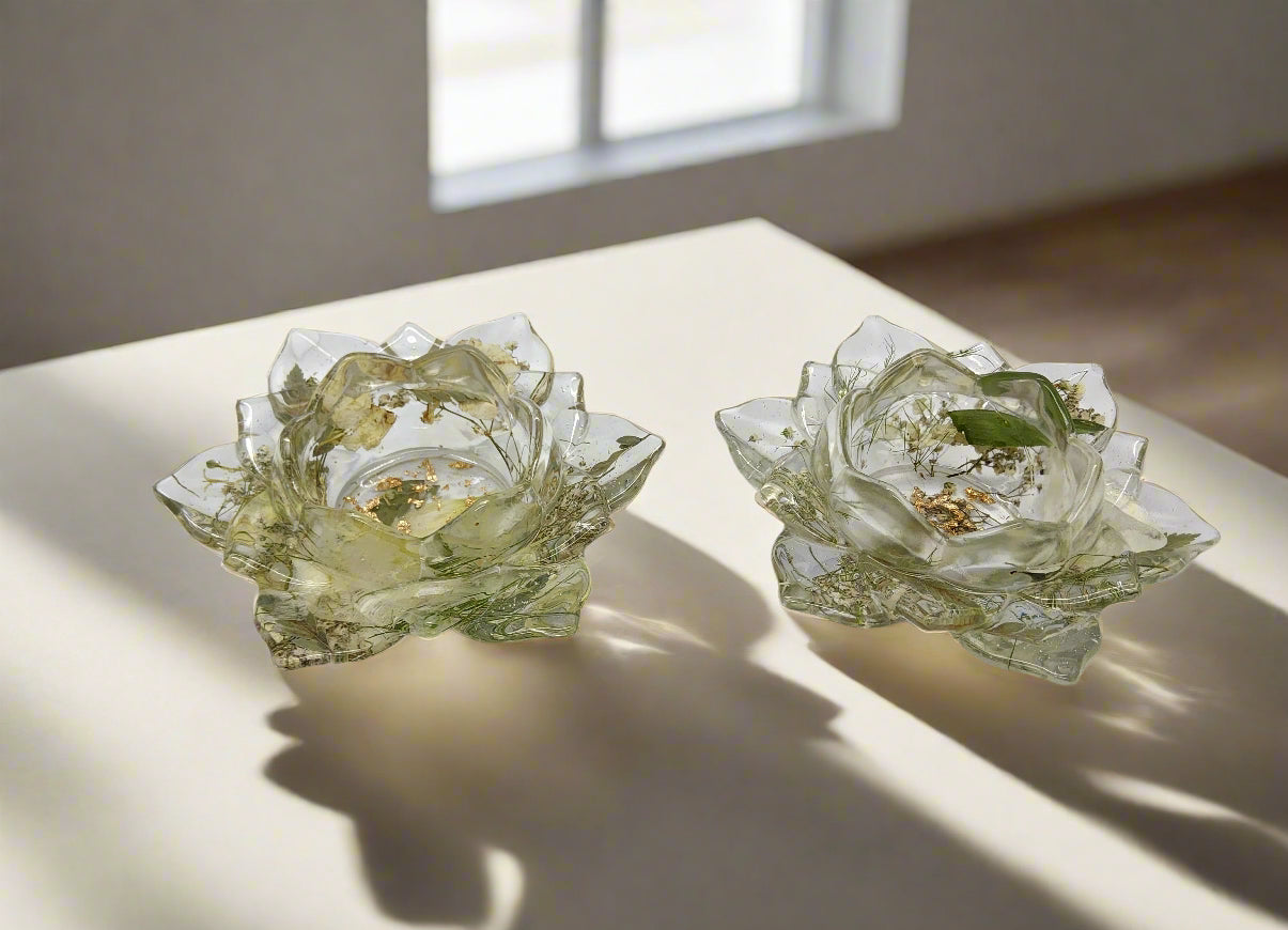 Lotus Ring Bowl Jewelry Cup Preserved Flower Tealight Bridal Bouquet Preservation Lotus Wedding Gift Pressed Flower Preservation Ring Holder