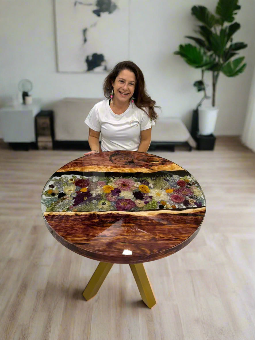 Flower Preservation Cocktail Table Live Edge Table Rivertable Bouquet Preservation