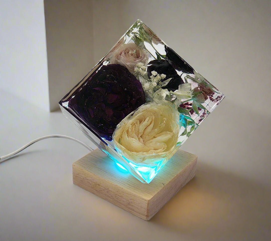 Wedding Flower Preservation 4x4 Cube Dried Flower Cube Wedding Bouquet Preservation Light Cube Bridal Rose Preservation Service Flower Block