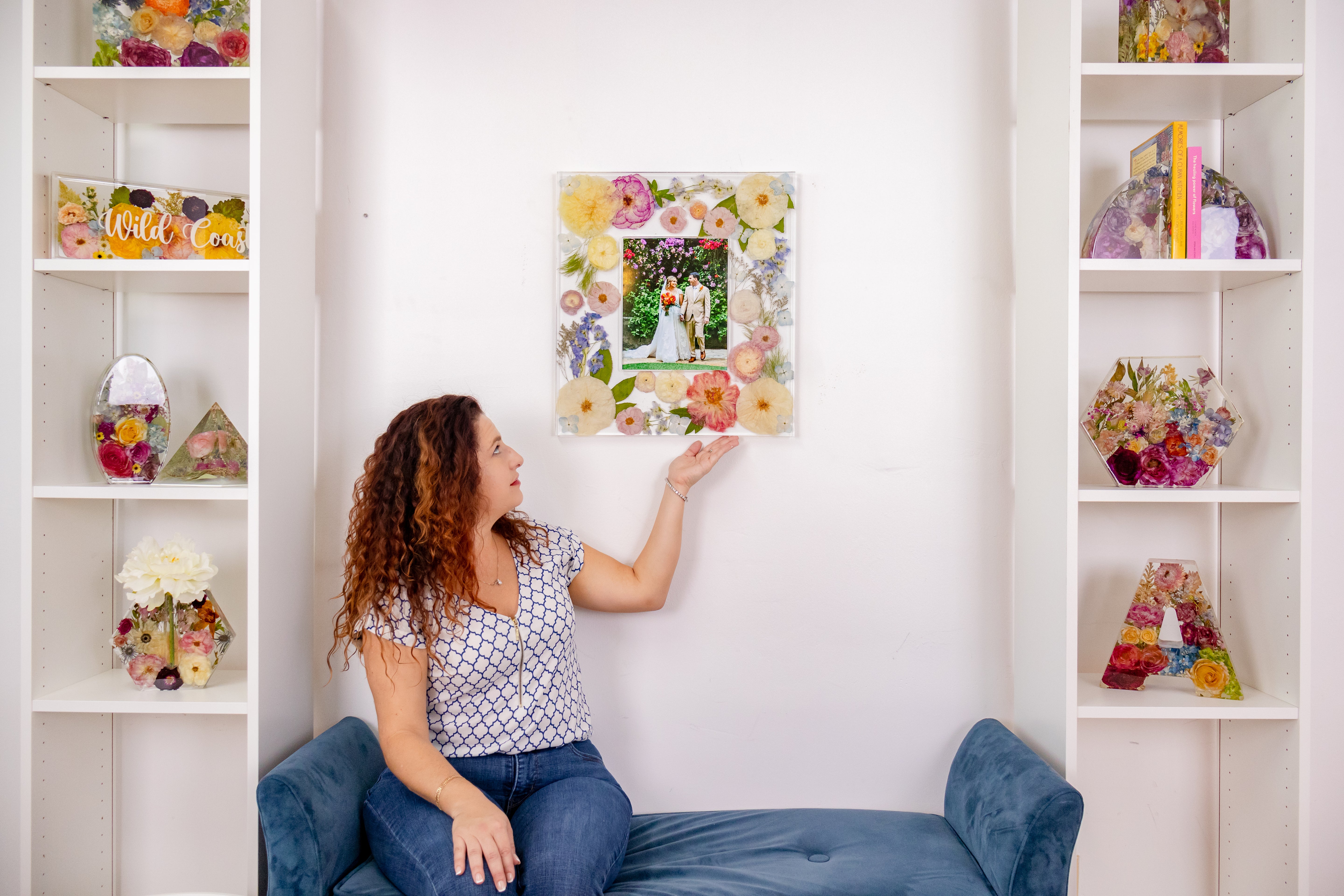 Pressed Flower Framing Bouquet Frame for 8x10 Wedding Photo