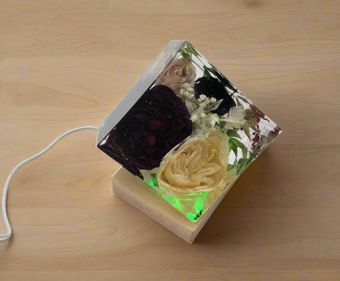 Wedding Flower Preservation 4x4 Cube Dried Flower Cube Wedding Bouquet Preservation Light Cube Bridal Rose Preservation Service Flower Block