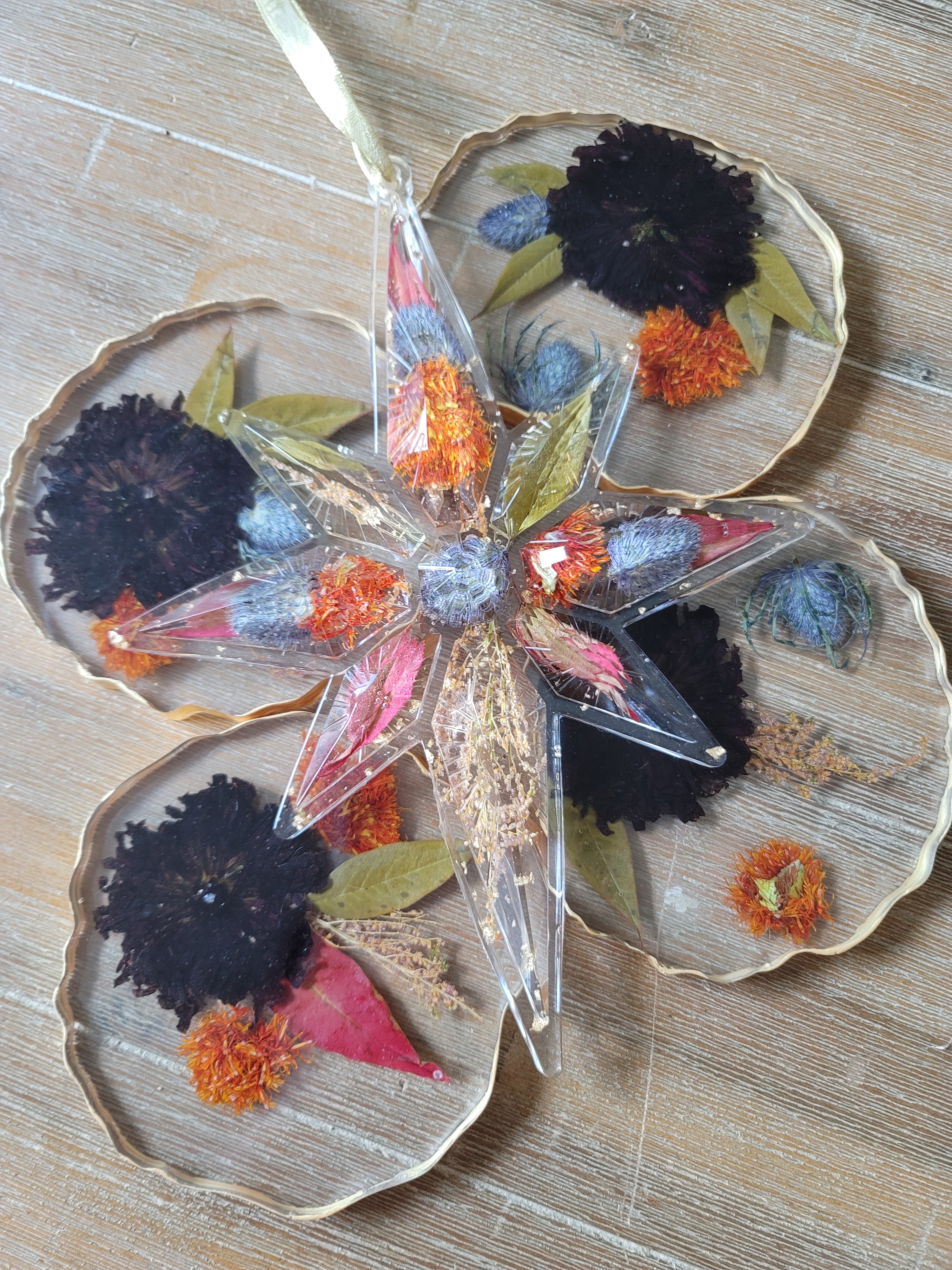 Pressed Flower Star Ornament