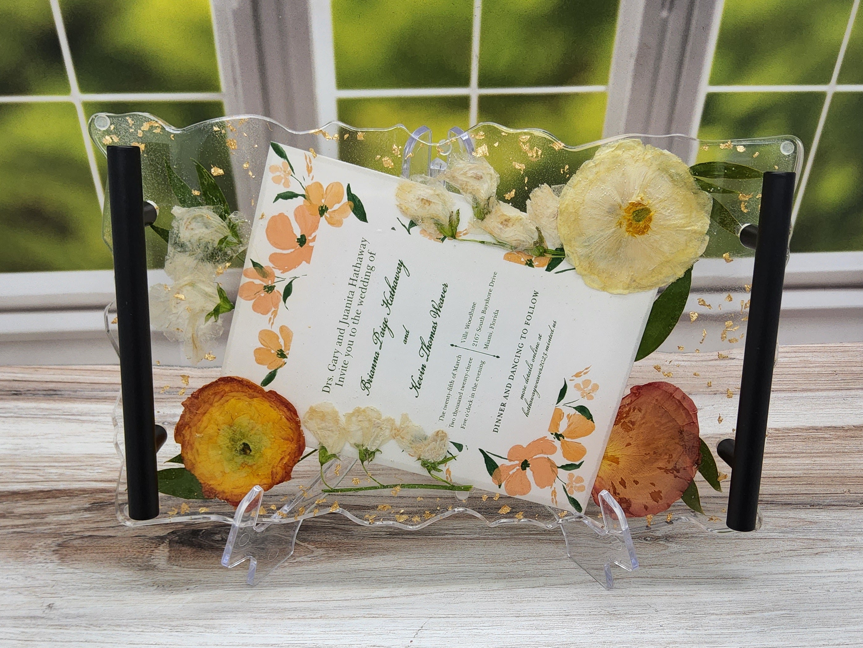 Wedding Flower Preservation Resin Flower Tray Bridal Bouquet Preservation Floral Serving Tray Preserved Flowers Keepsake Gift for Wedding