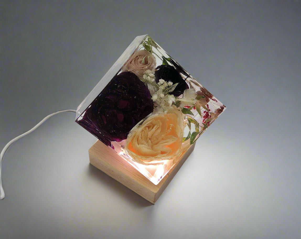 Wedding Flower Preservation 4x4 Cube Dried Flower Cube Wedding Bouquet Preservation Light Cube Bridal Rose Preservation Service Flower Block