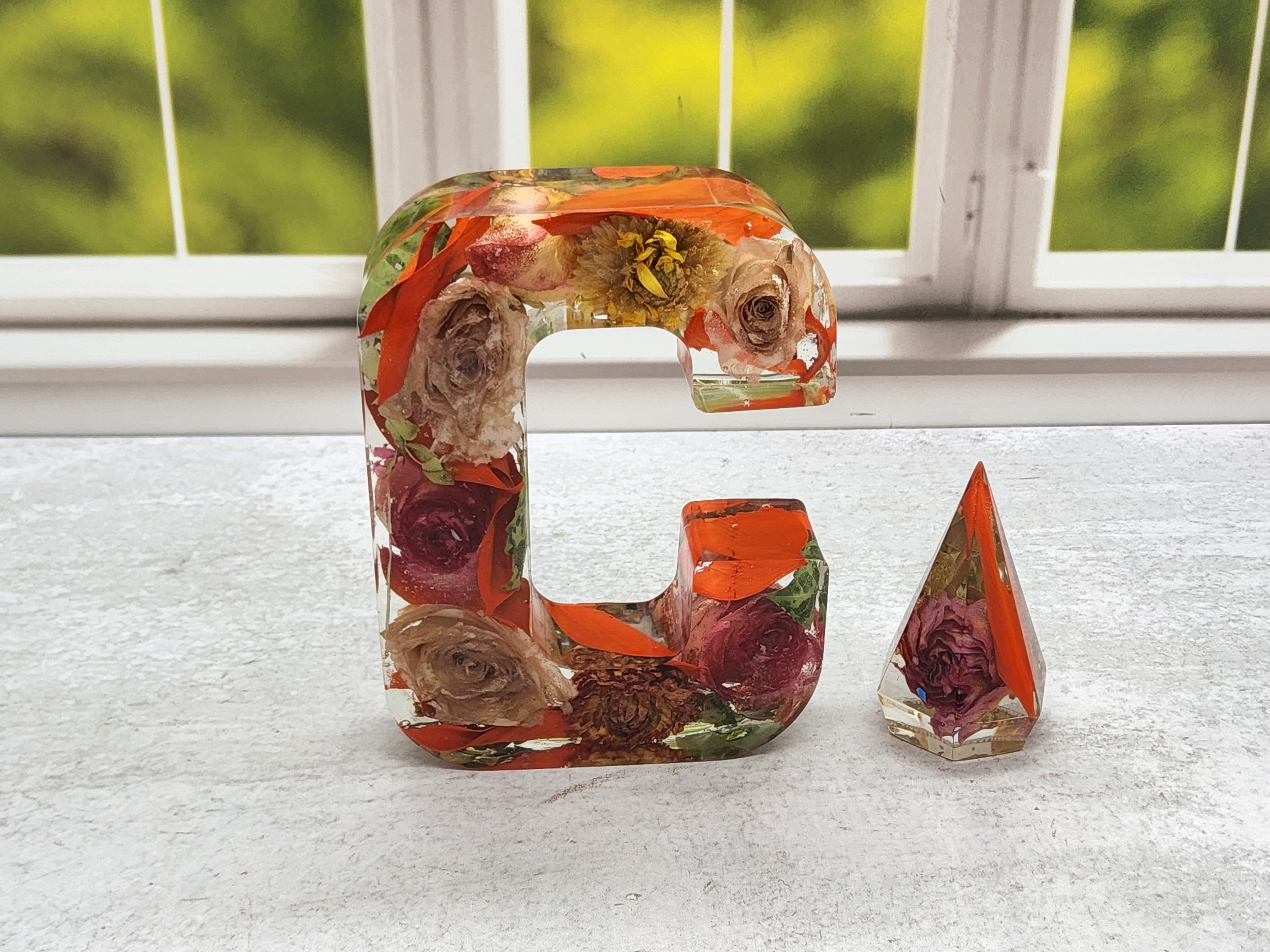 6" Preserved Flower Letter Block