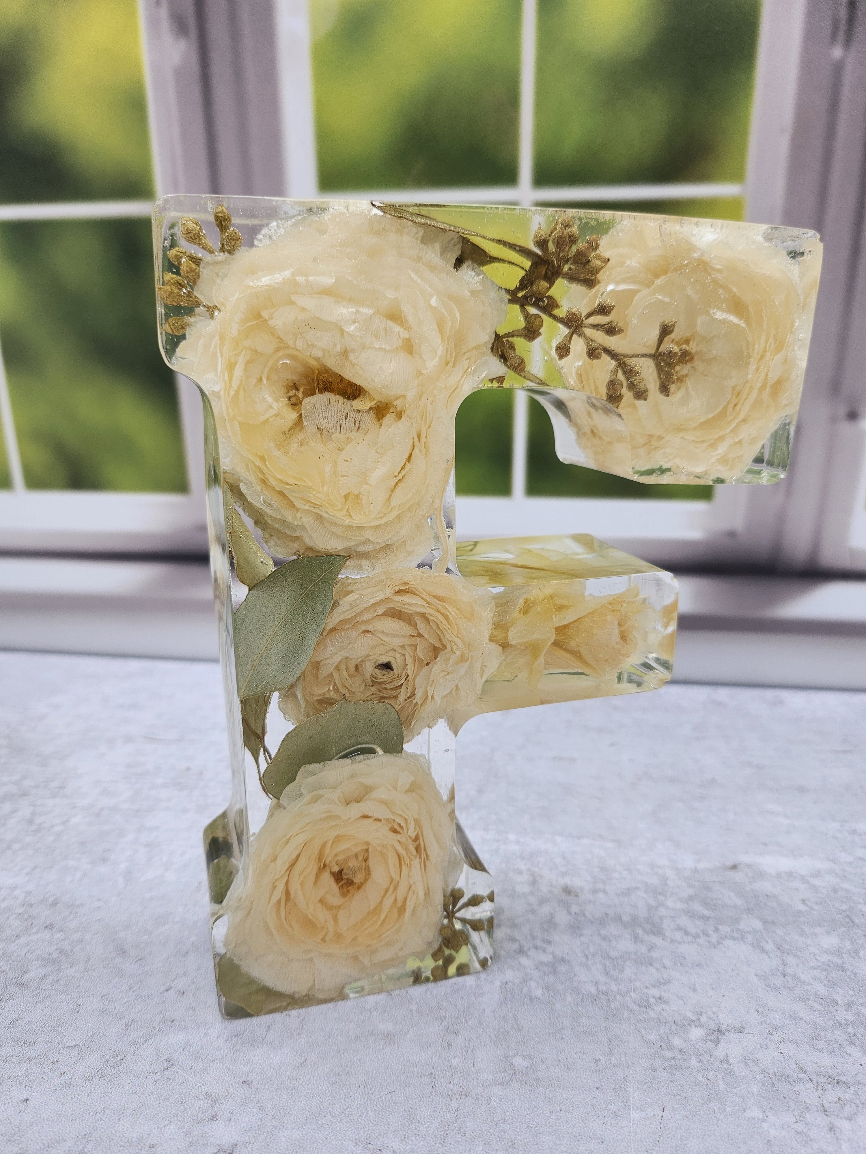 6" Preserved Flower Letter Block