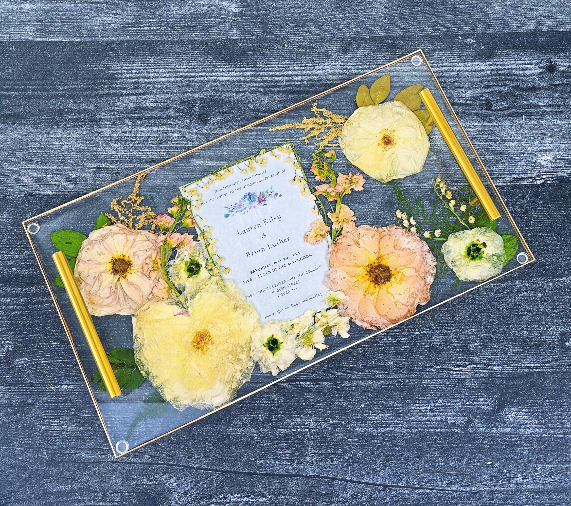 Preserved flower charcuterie cheeseboard Bouquet Preservation wooden tray flower preservation charcuterie board resin floral cutting board