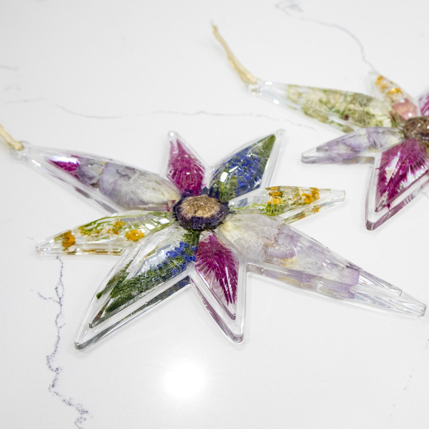 Pressed Flower Star Ornament