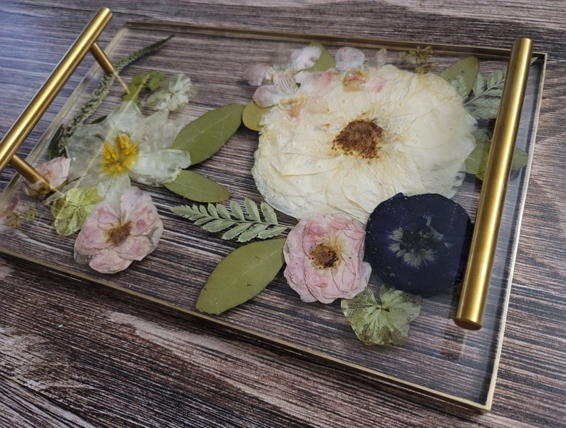 12x8 Pressed Flower Serving Tray