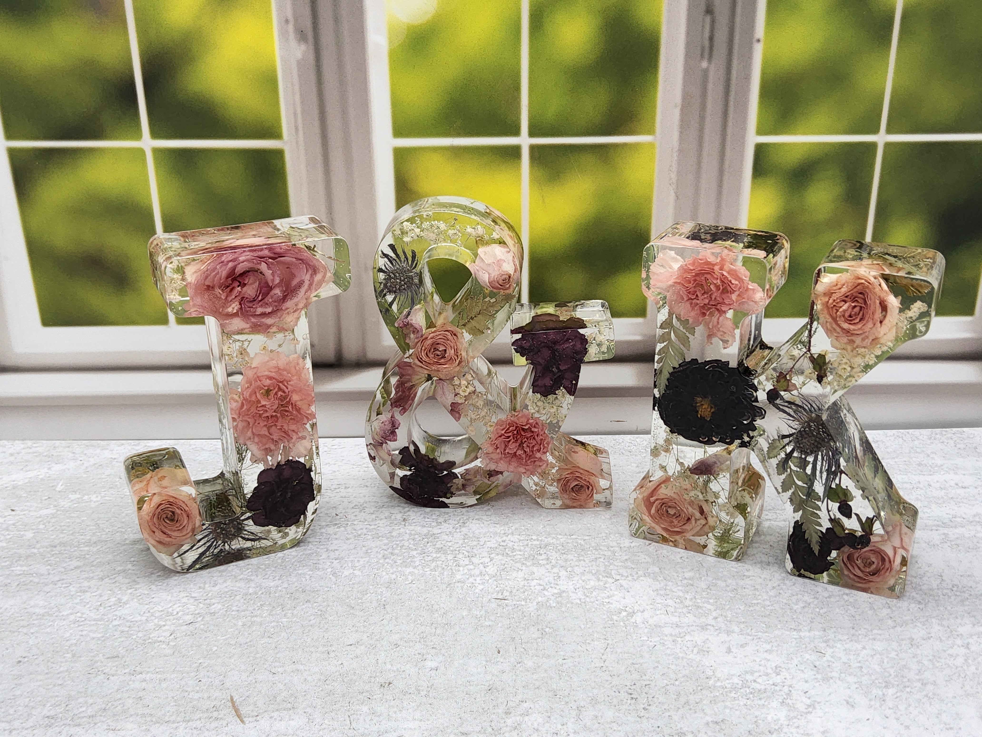 6" Preserved Flower Letter Block