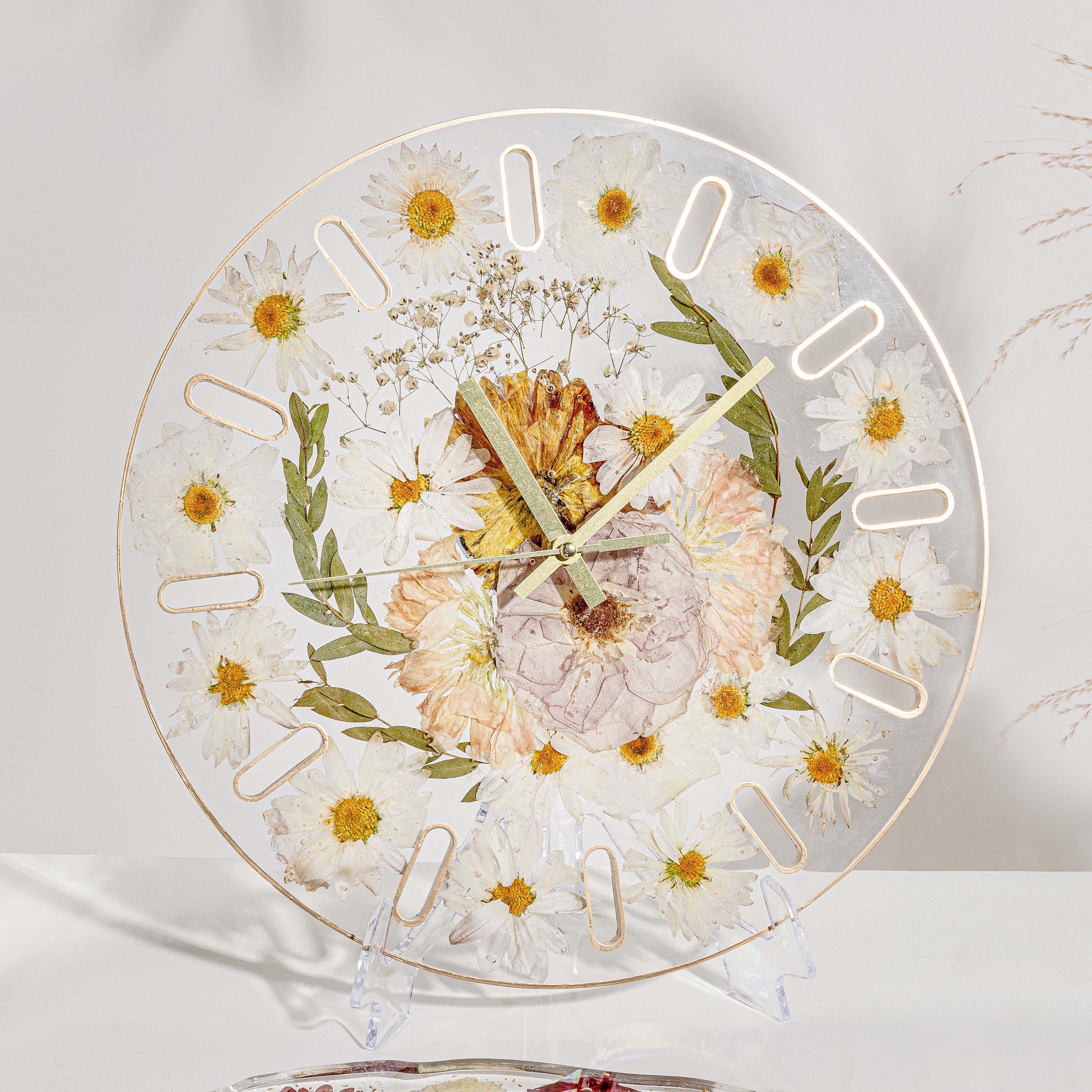 pressed flower clock bouquet preservation