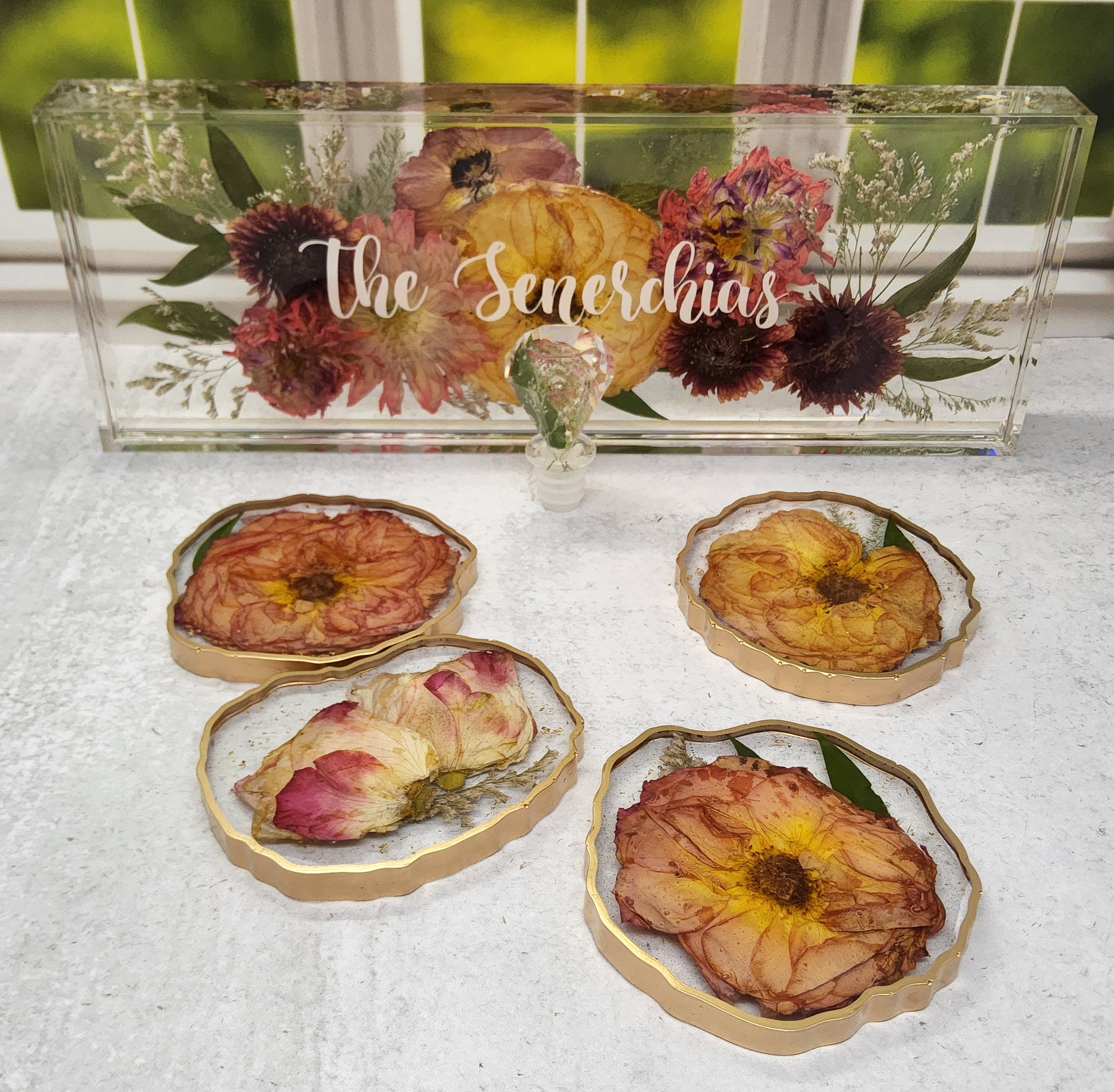 Preserved flower mantel block wedding preservation flower preservation dried flowers Bouquet preservation Name display Bouquet Display