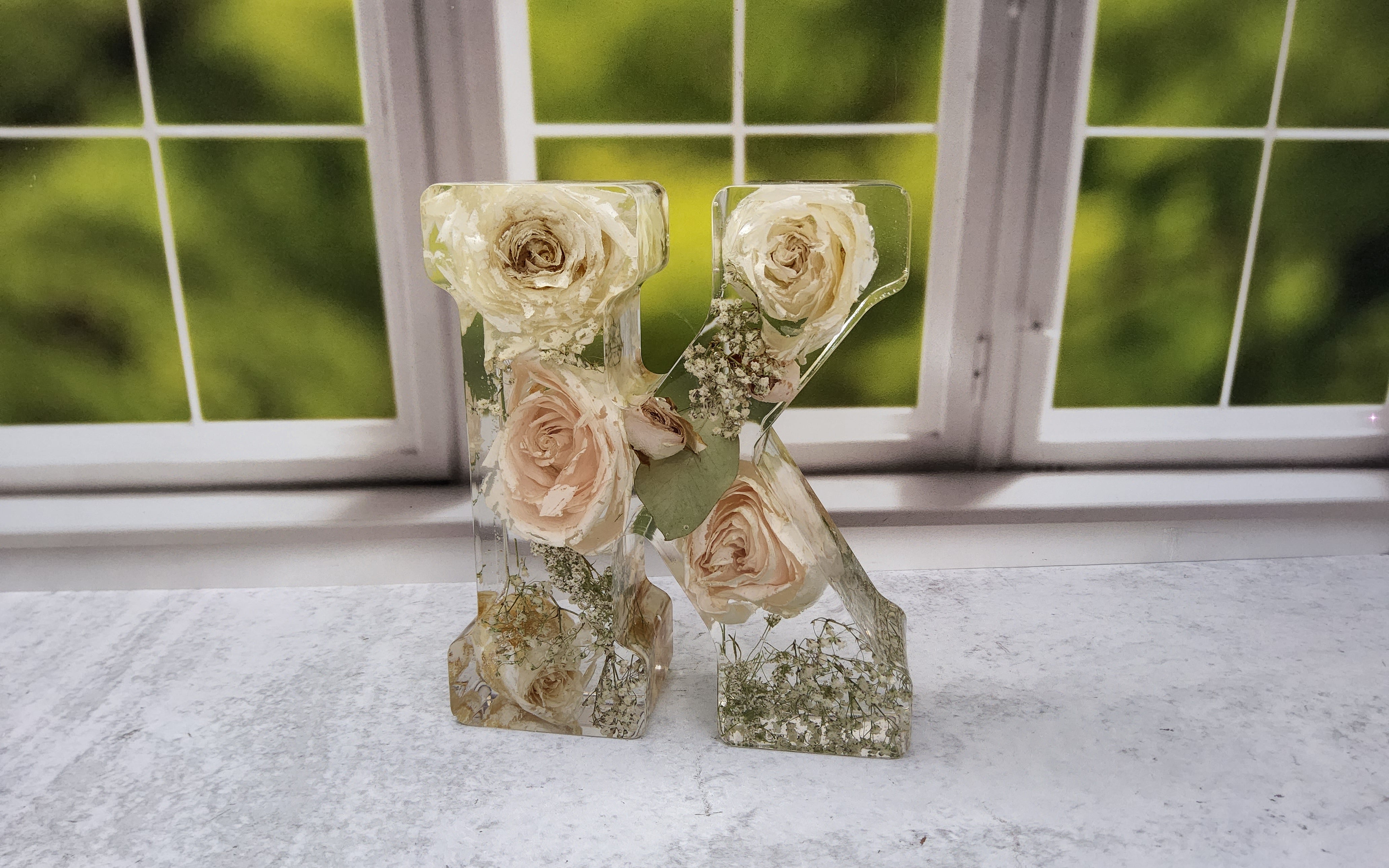 6" Preserved Flower Letter Block