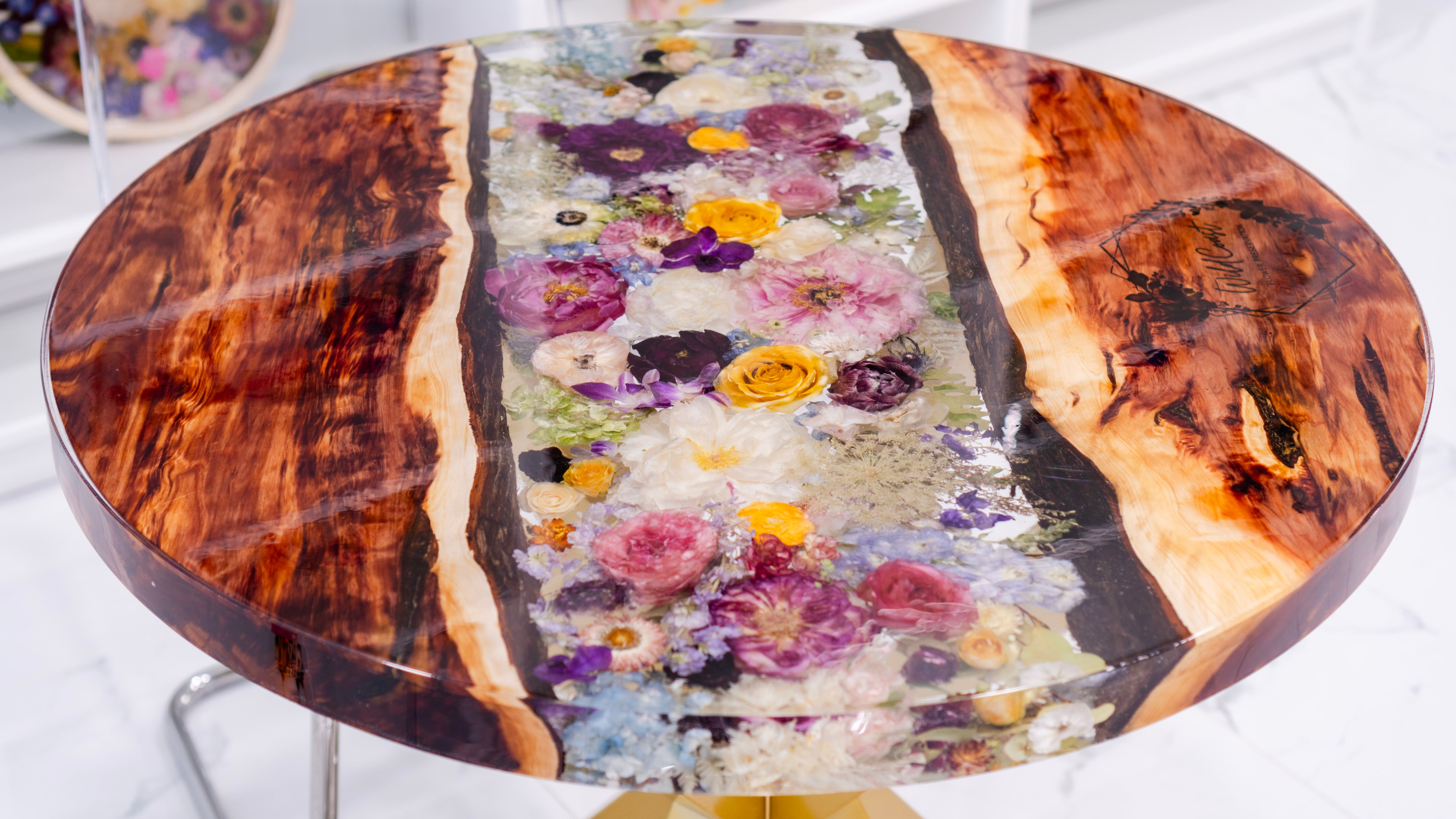 Live Edge Wood Table Flower Preservation