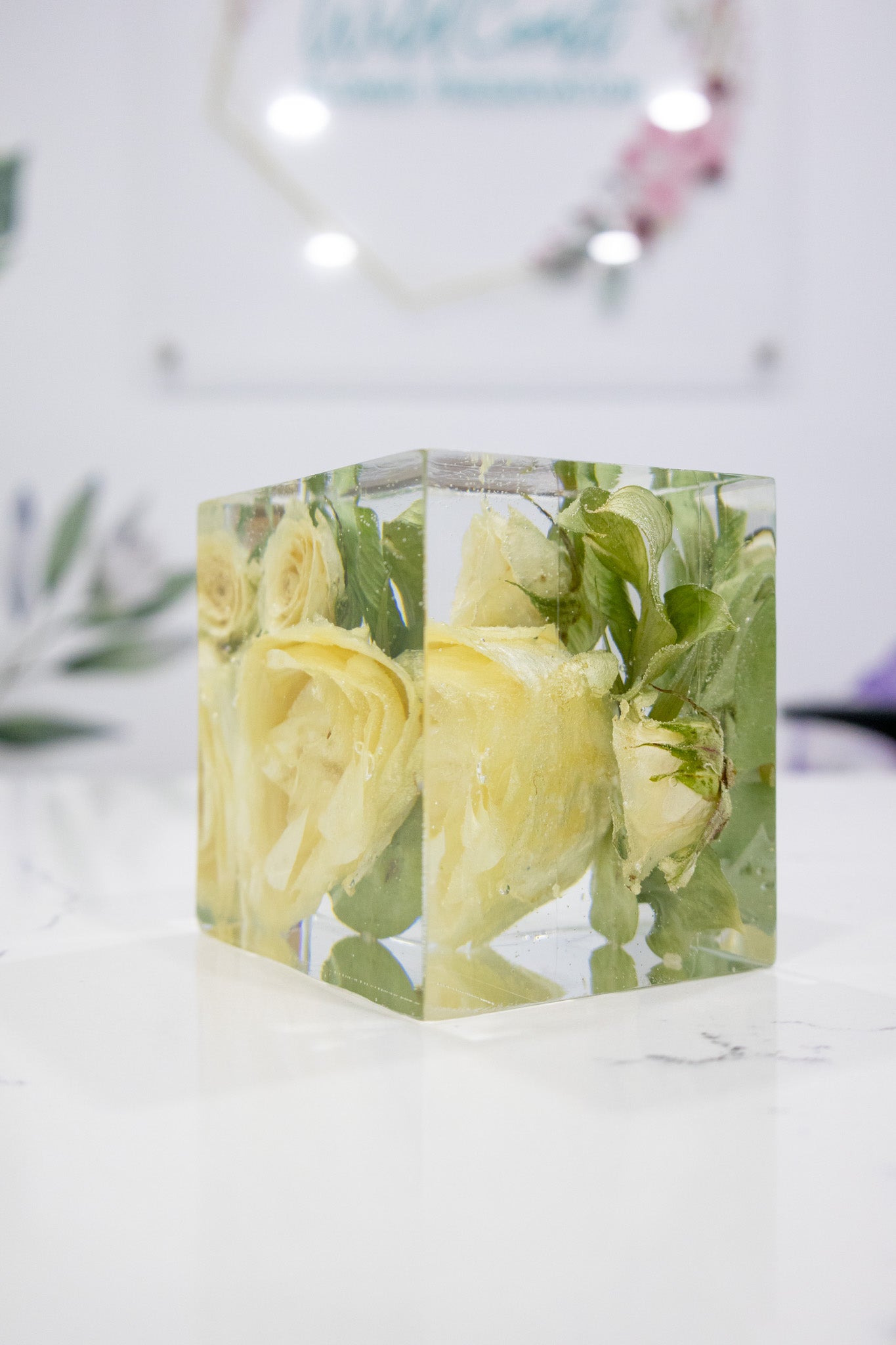 Dried Flower Resin Cube Bouquet Preservation for Boutonniere