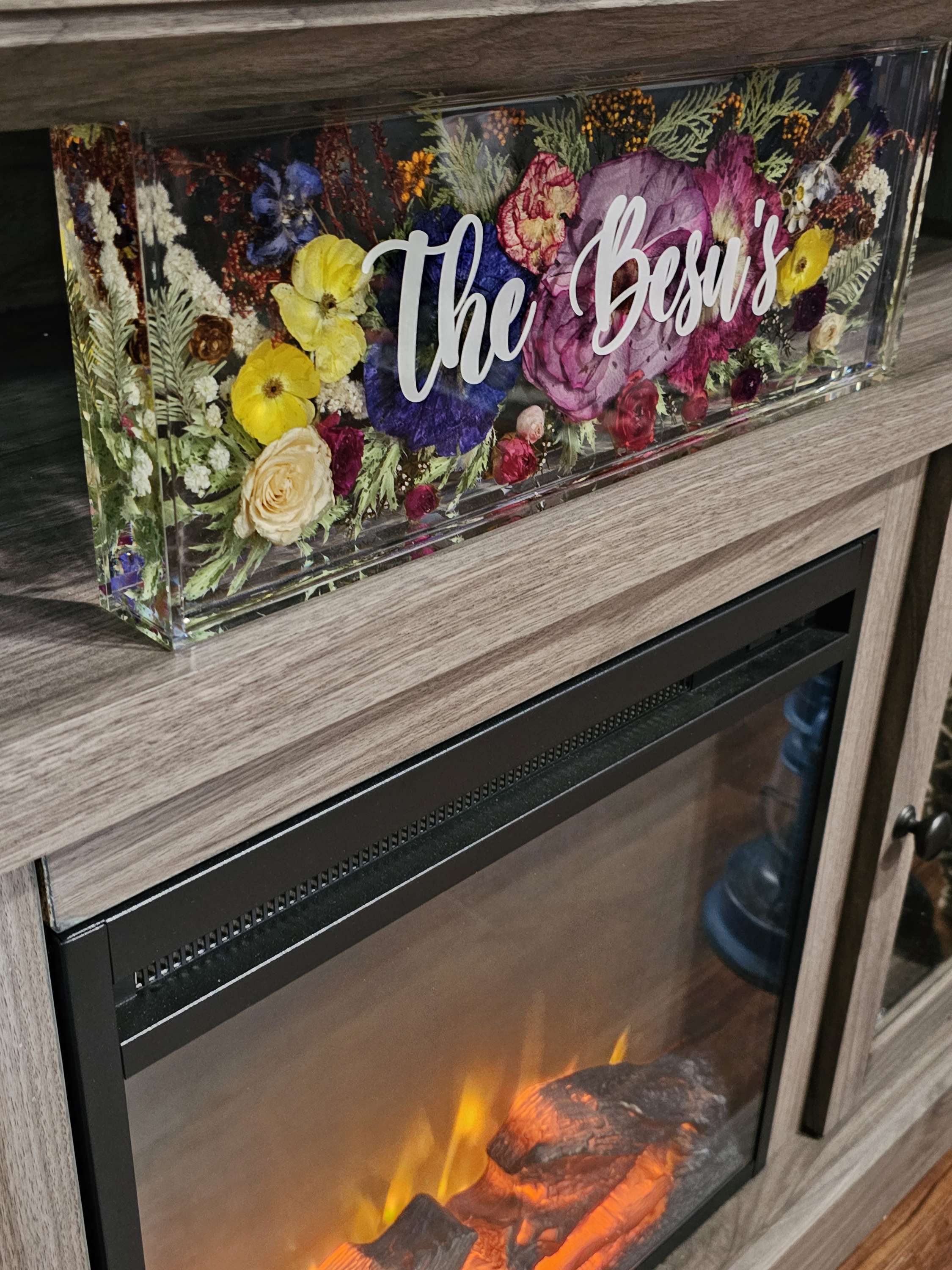 Bouquet Preservation Fireplace Mantel Block