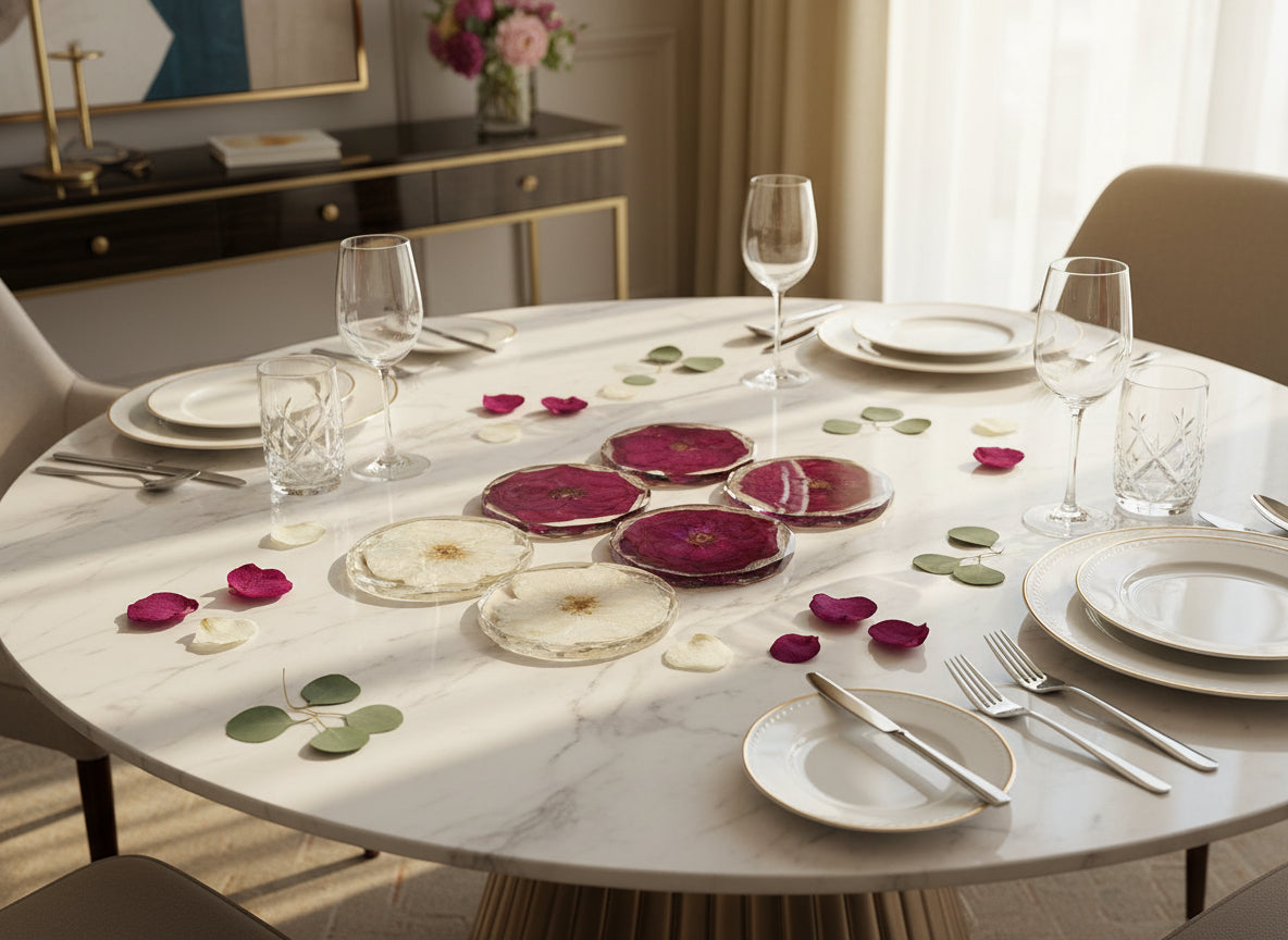 flower preservation diamond coaster geode coaster resin coaster