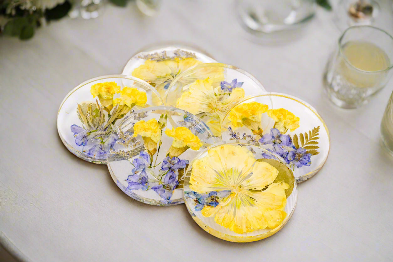 Set of 6 Coasters Flower Preservation