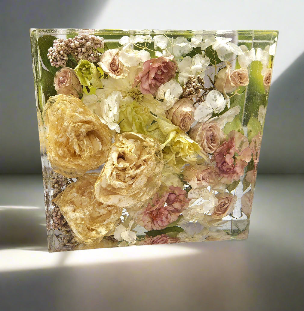 7 inch bouquet block pink rose buds