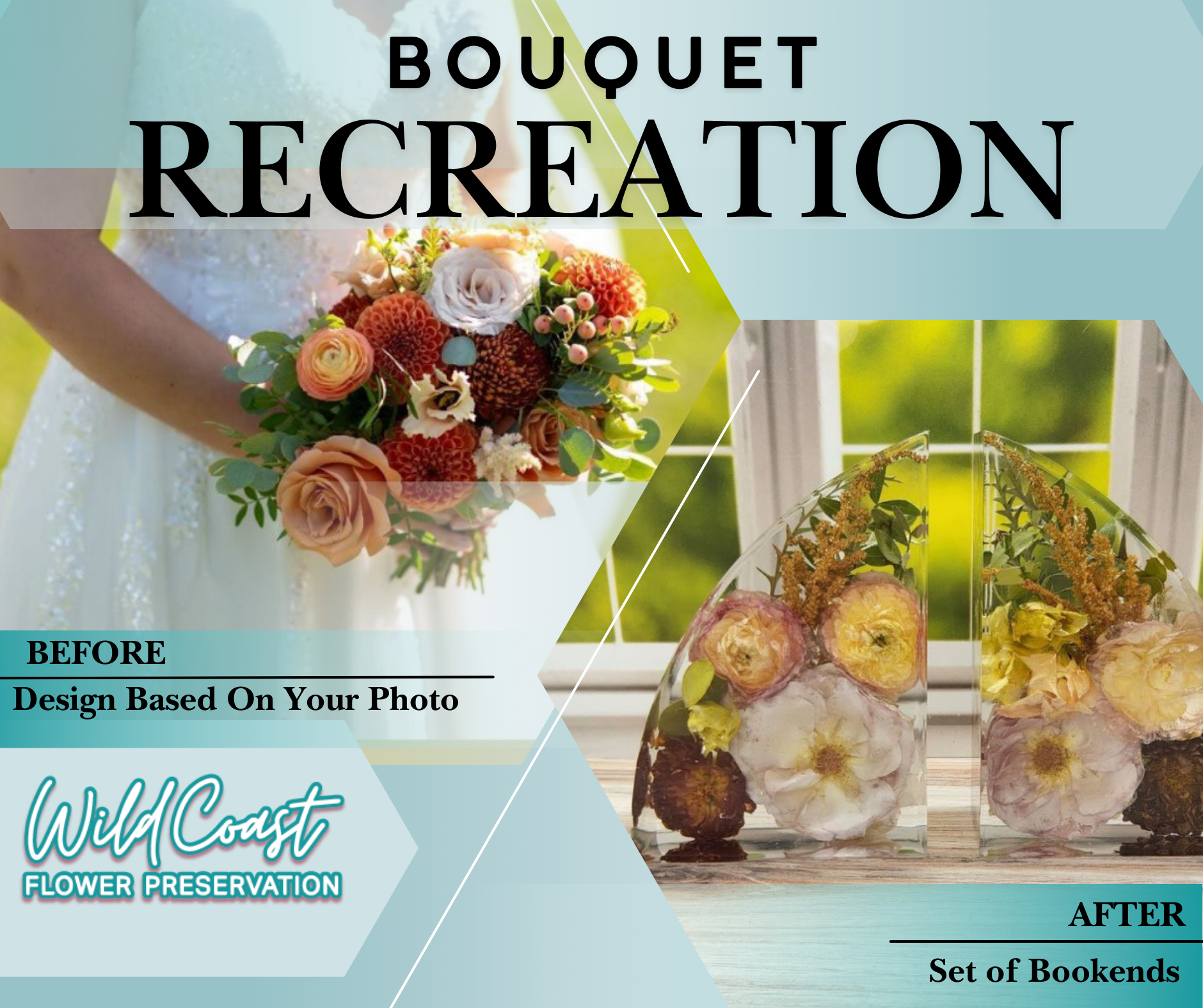 Flower bouquet replacement service for resin bouquet preservation