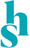 Logo with the letters 'hs' in teal on a white background