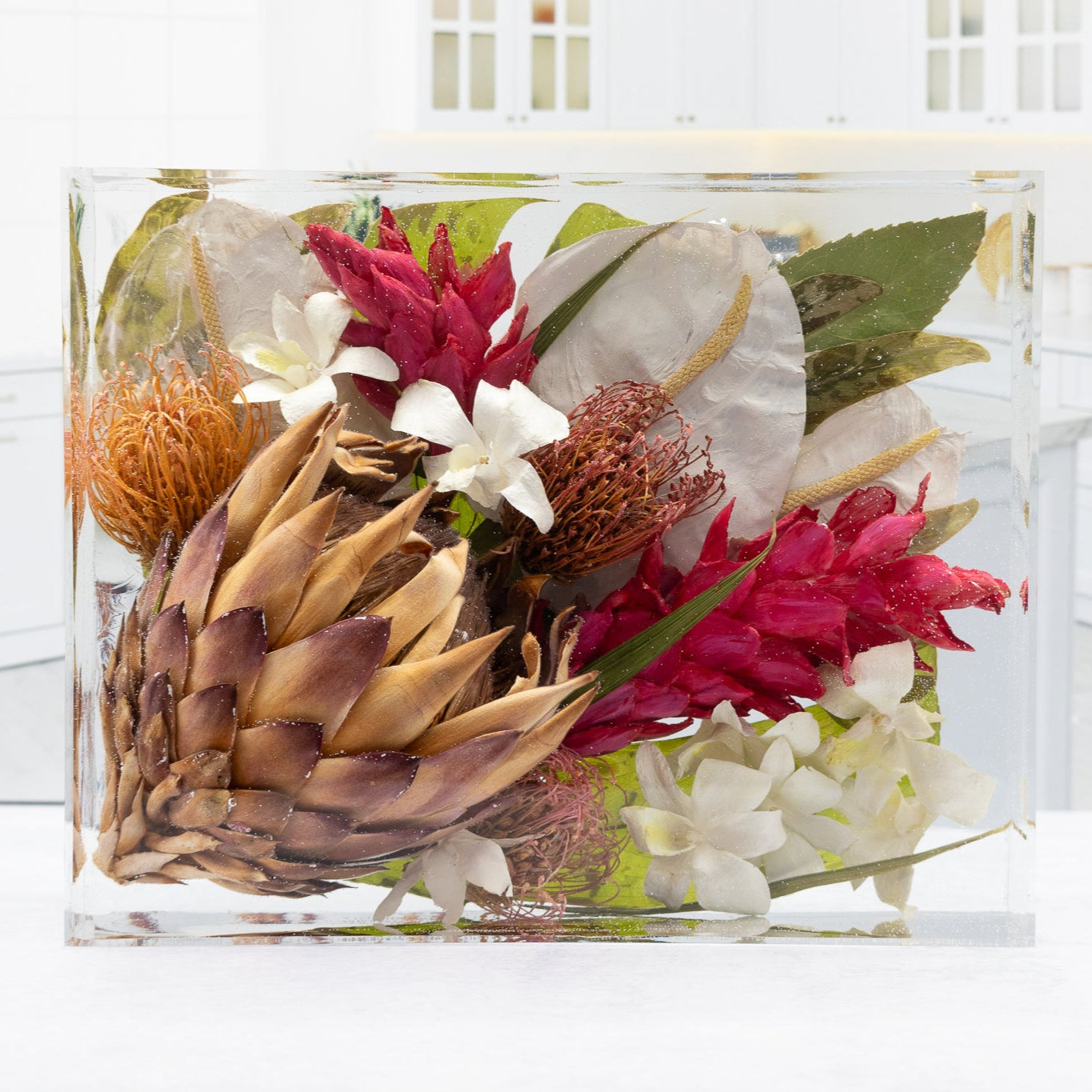Preserve King Protea Wedding Flower Preservation Large Wedding Bouquet Preservation Resin Shadow Box Flower Keepsake Flower Epoxy Resin Cube