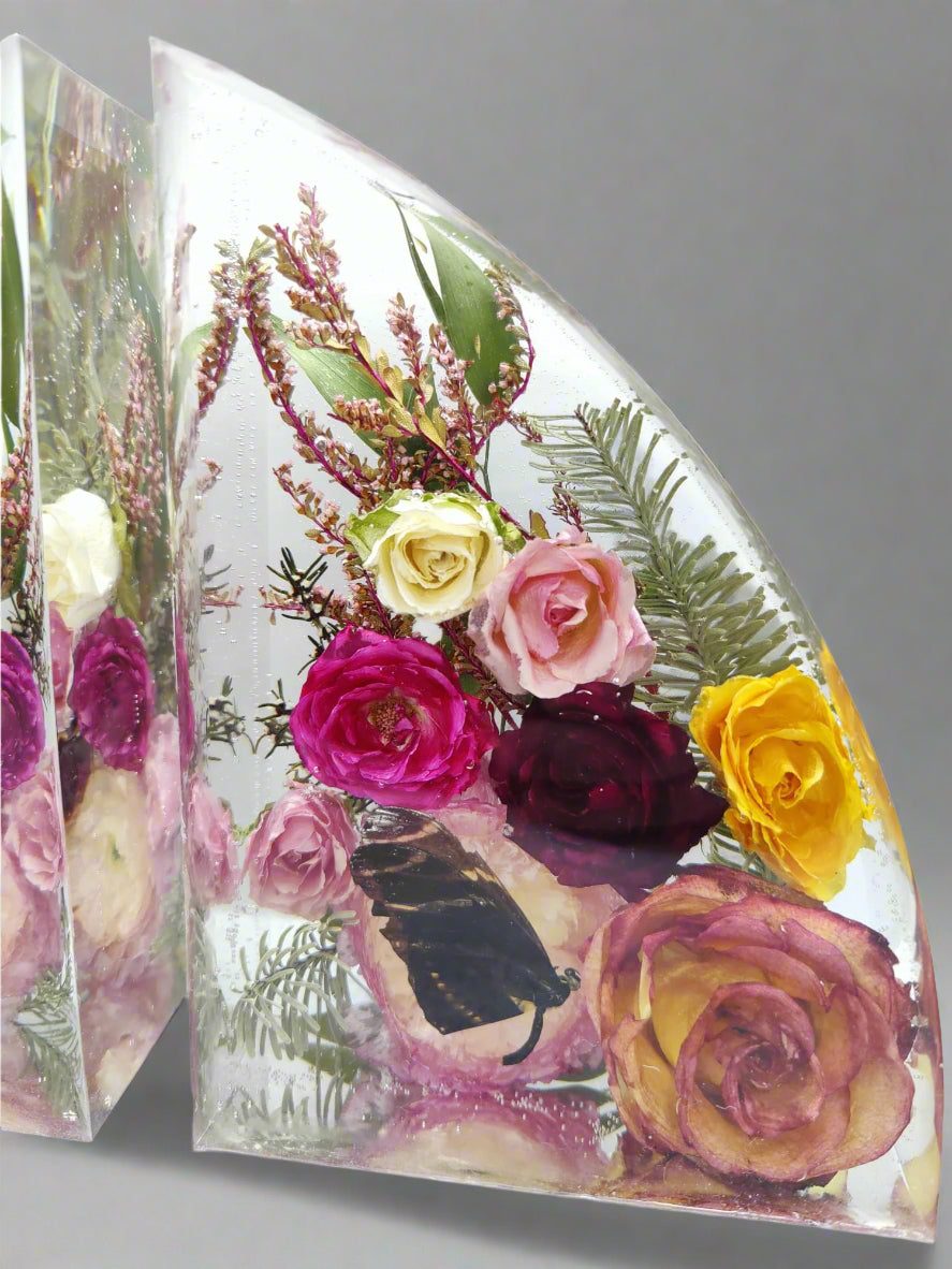 Wedding Bouquet Preservation Bookends Preserved Flower Bookends Resin Book End