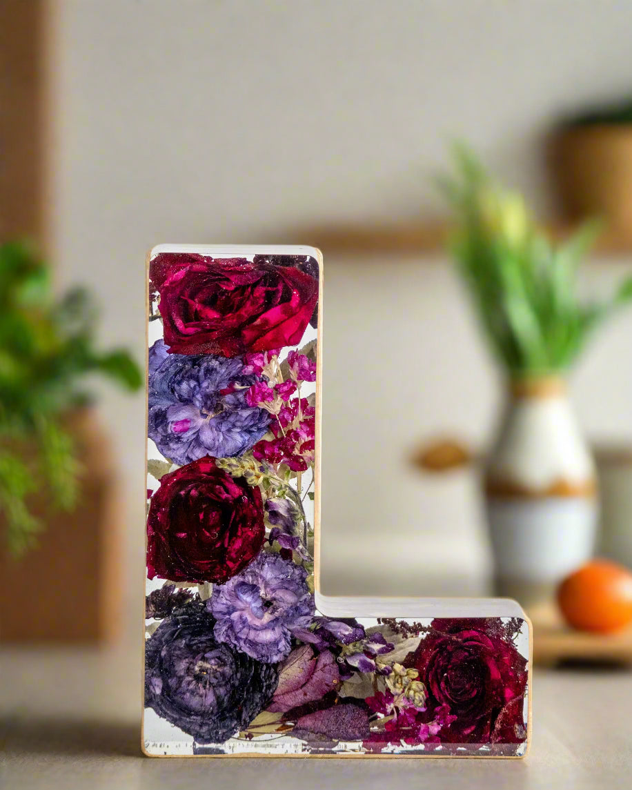 Purple Wedding Bouquet Preservation Letter Block