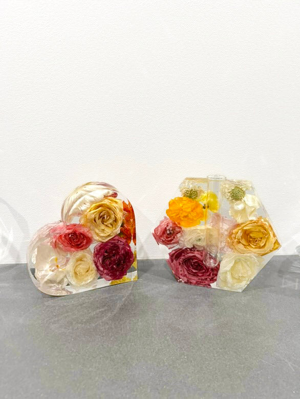 9" Preserved Flower Heart Bouquet Block