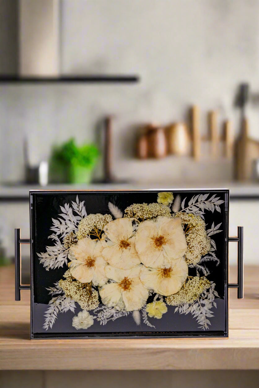 Flower Preservation Resin Flower Tray Bouquet Preservation Floral Serving Tray Preserved Flowers Keepsake Gift for Wedding or Bridal Shower