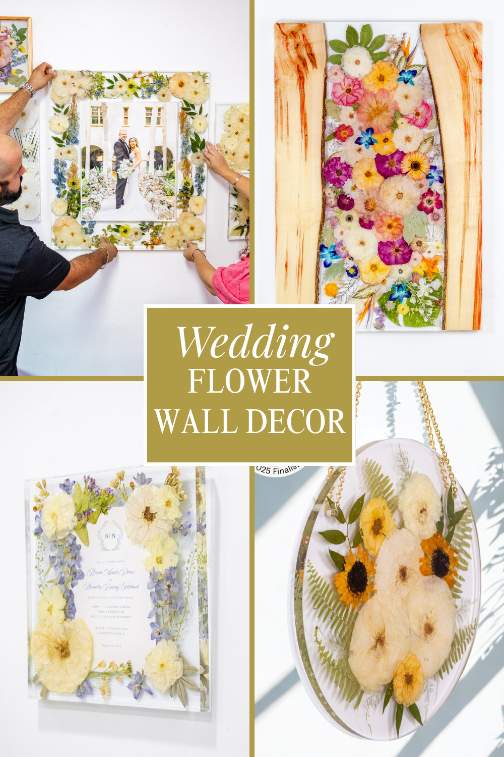 Flower Preservation Wall Decor Ideas for Wedding Bouquet Preservation in Epoxy Resin