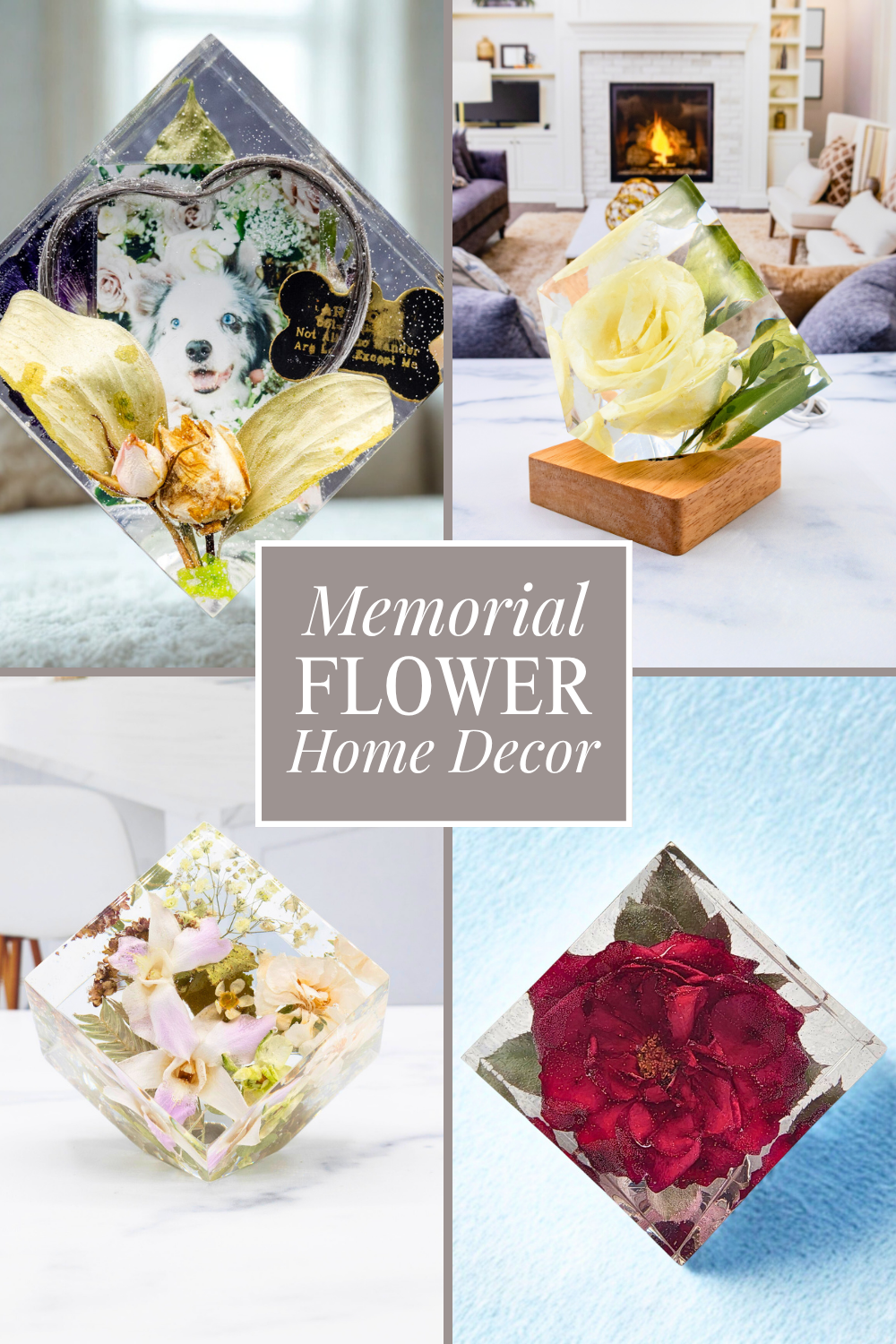 4x4 Preserved Flower Block Lighted Display