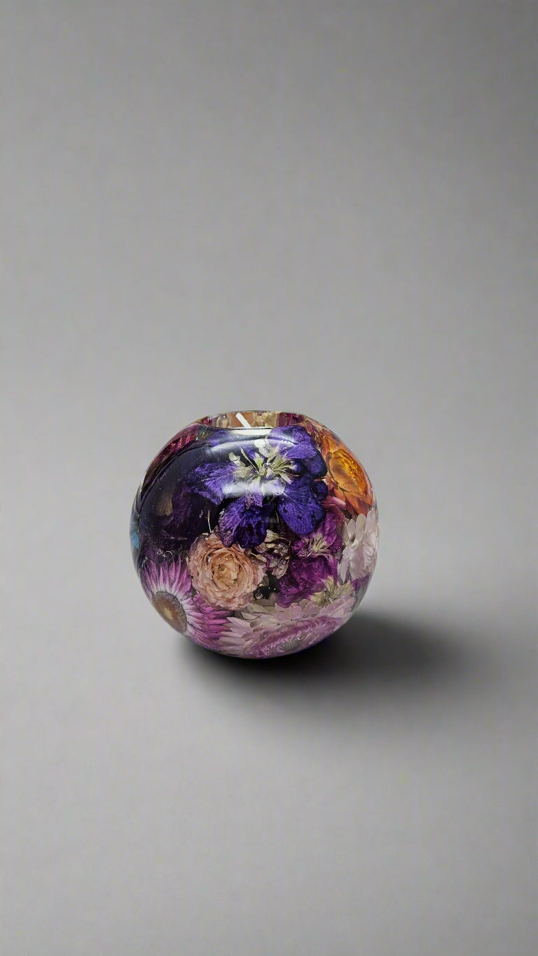 Wedding Bouquet Preservation Candle Wedding Flower Preservation Tealight Candle Resin Preserved Flower Tea Light Sphere Dried Flower Candle