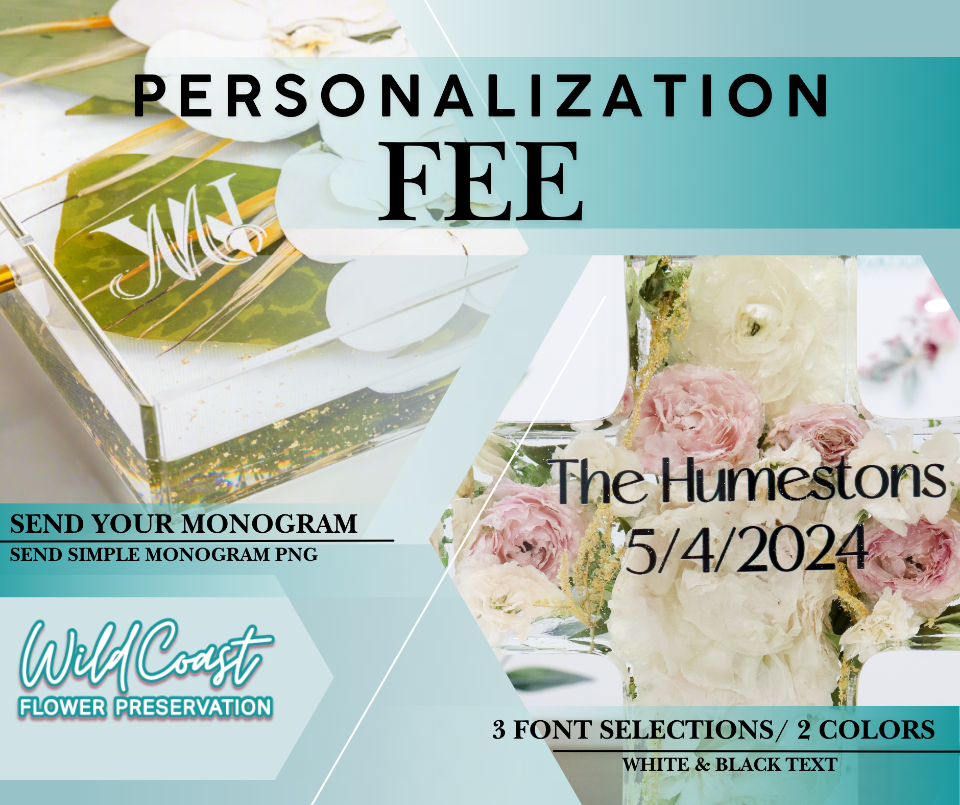 Personalization Add-On for Text and Inlaid Objects Service Fee on Custom Preservation Upgrade Bouquet Preservation Resin Personalization Fee