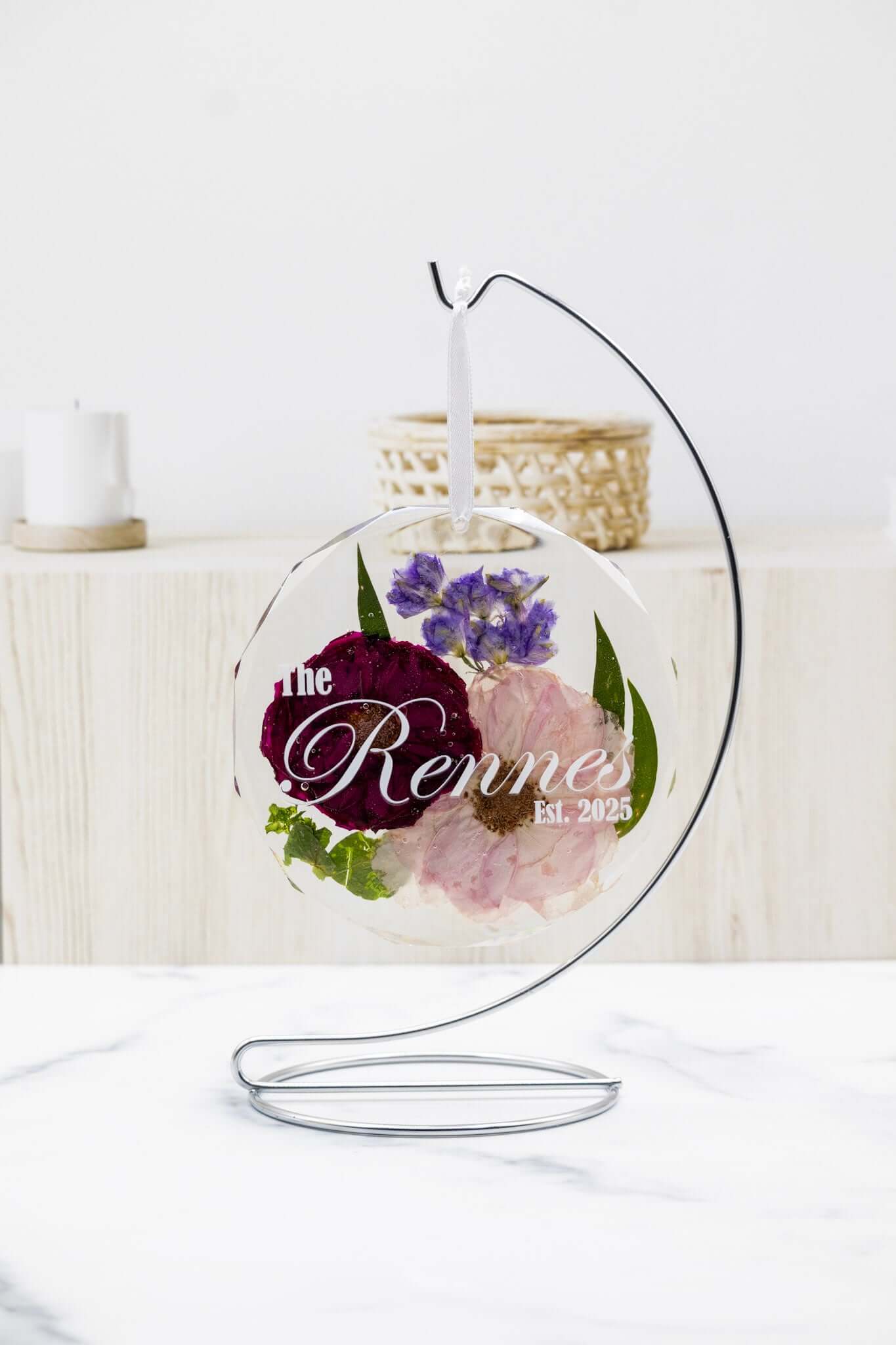 Pressed Flower Ornament Dried Flower Bouquet Resin Ornament Wedding Flower Preservation Dried Flower Ornament Resin Christmas Tree Ornament