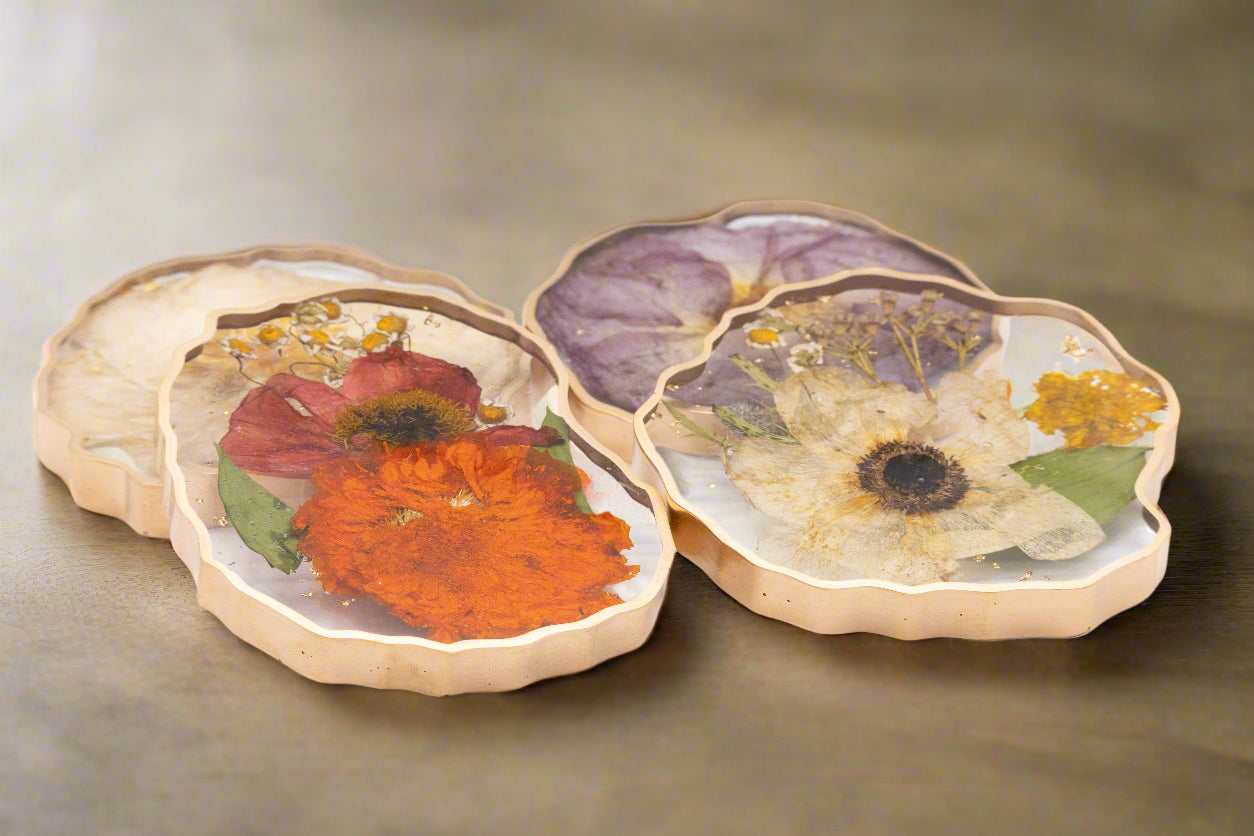 Wedding Bouquet Preservation Coaster Pressed Flower Coaster Geode Flower Preservation Resin Coaster Wedding Gift Floral Preservation Gift
