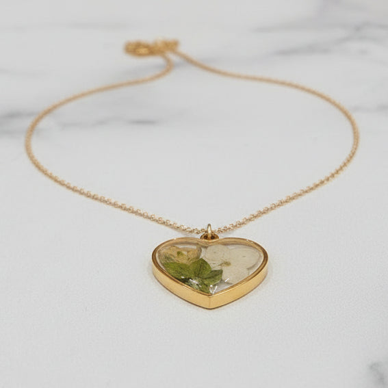 Wedding Bouquet Pressed Flower Necklace Flower Preservation Jewelry Heart Wedding Flower Keepsake Bridal Resin Jewelry Set