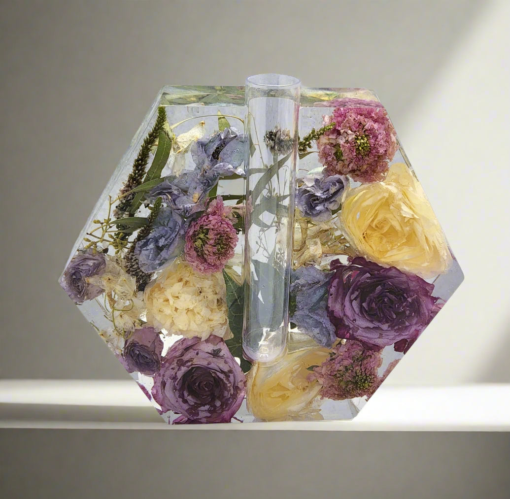 Spring Bouquet Preservation Hexagon Vase