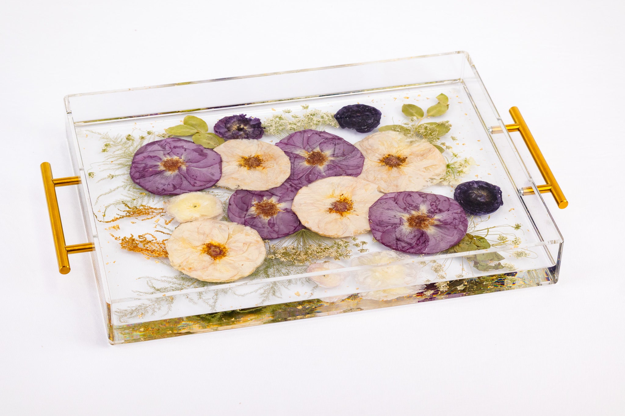 Purple Rose Preserved in Resin Acrylic Tray purple wedding bouquet preservation Dried Rose preservation