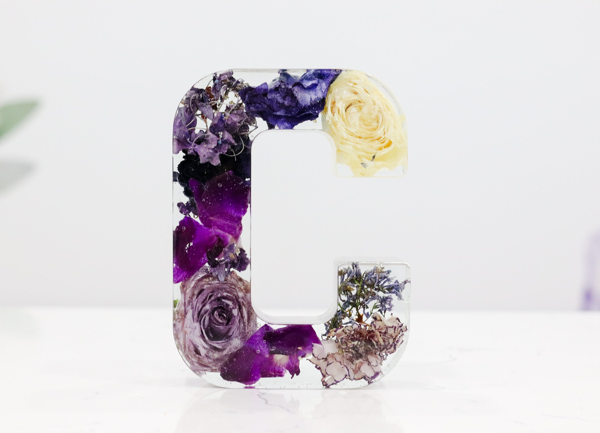 6" Preserved Flower Letter Block